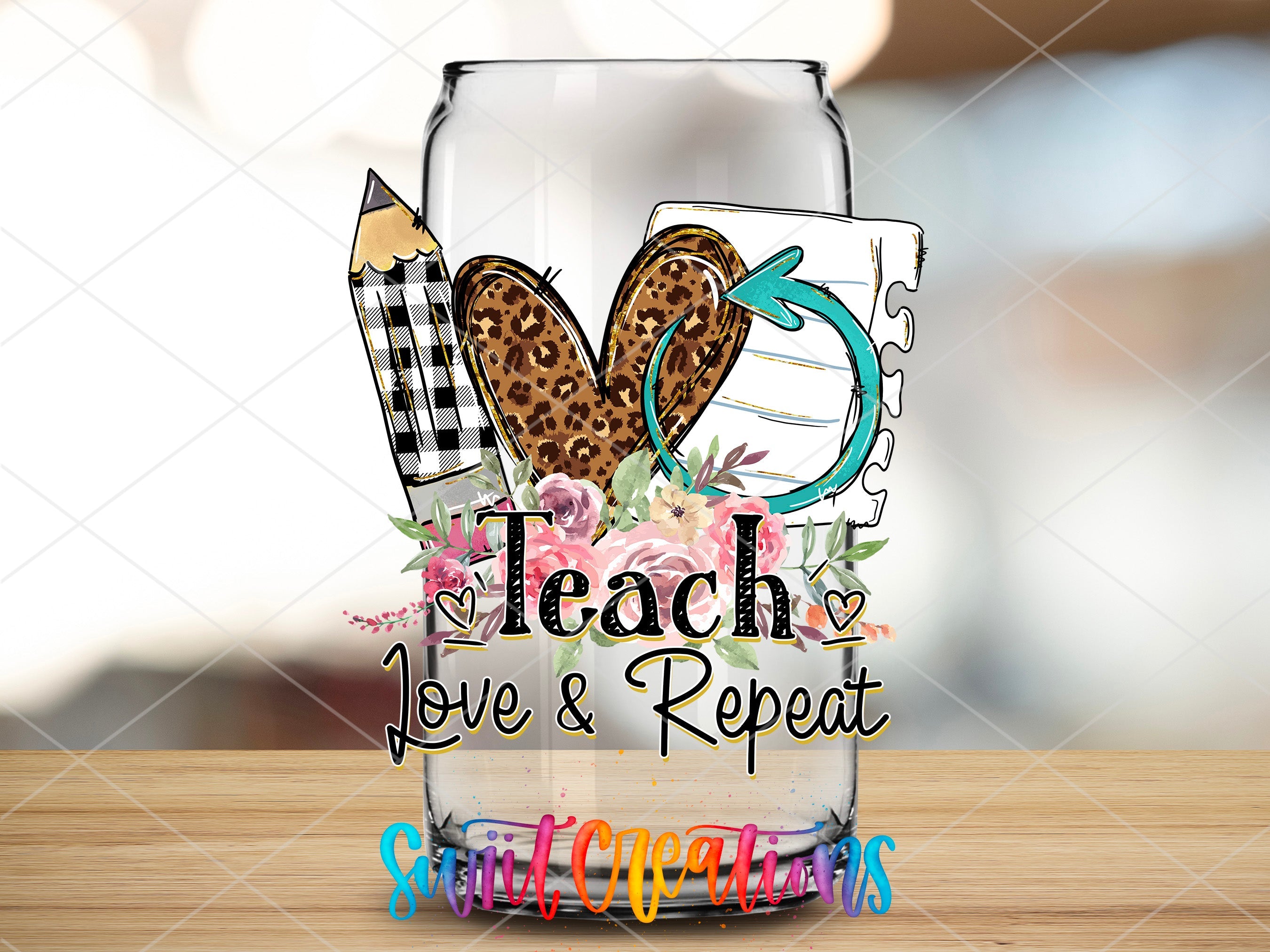 a glass with a picture of a leopard print on it