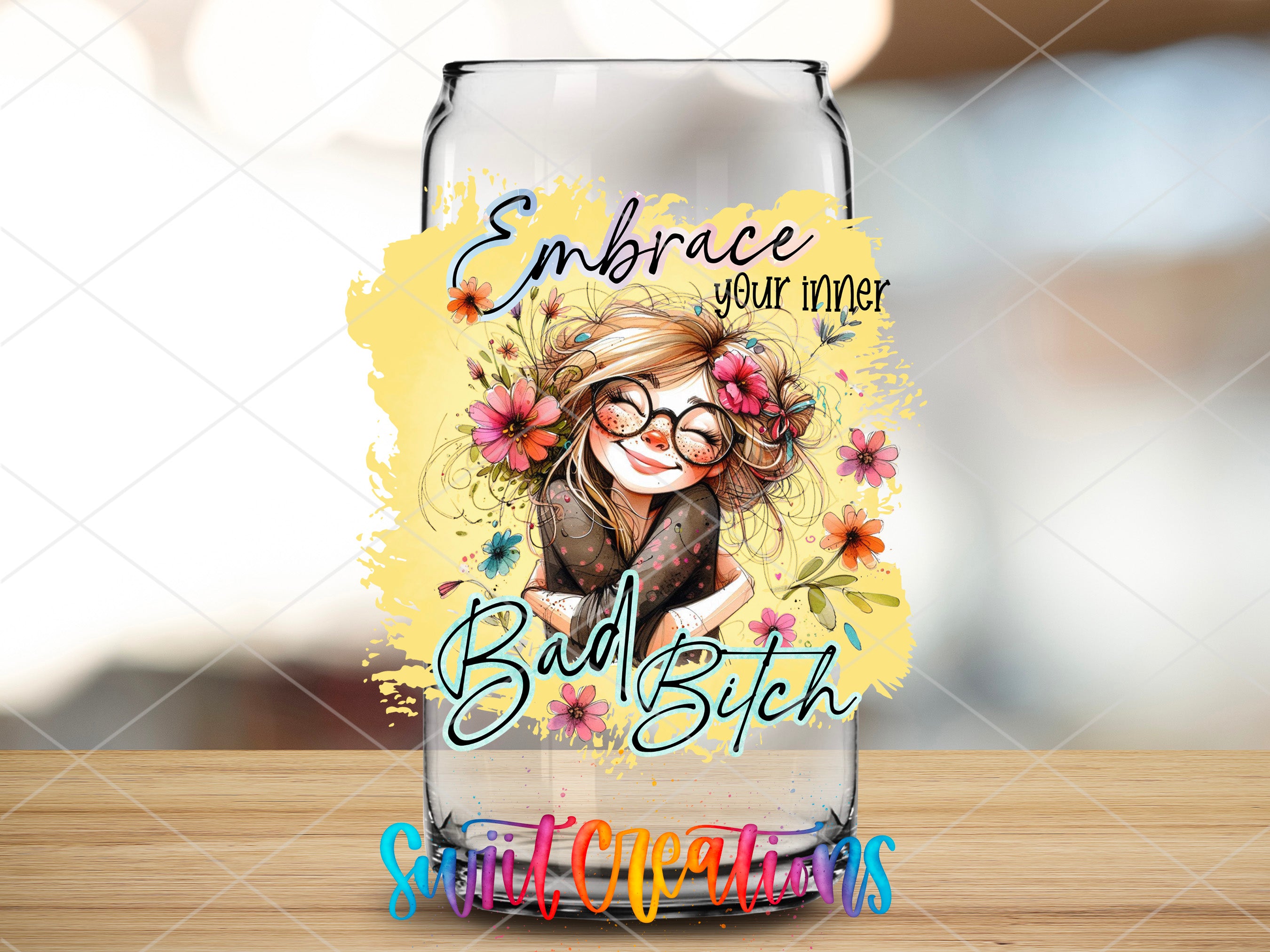 a water bottle with a picture of a girl on it