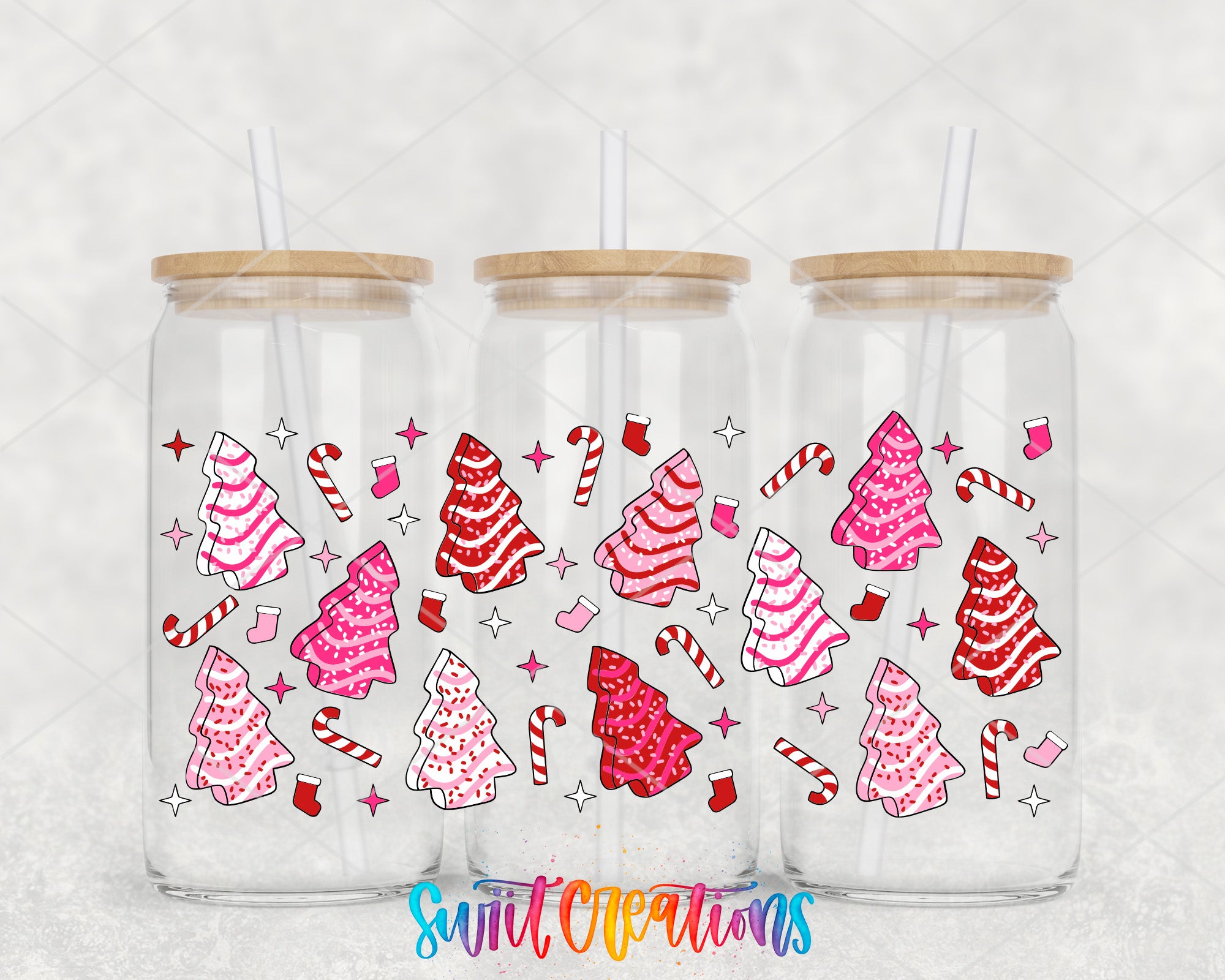 a couple of glass jars filled with candy canes