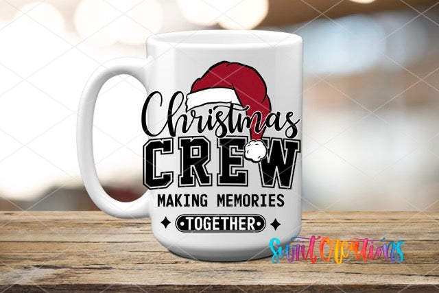 a white coffee mug with a santa hat on it