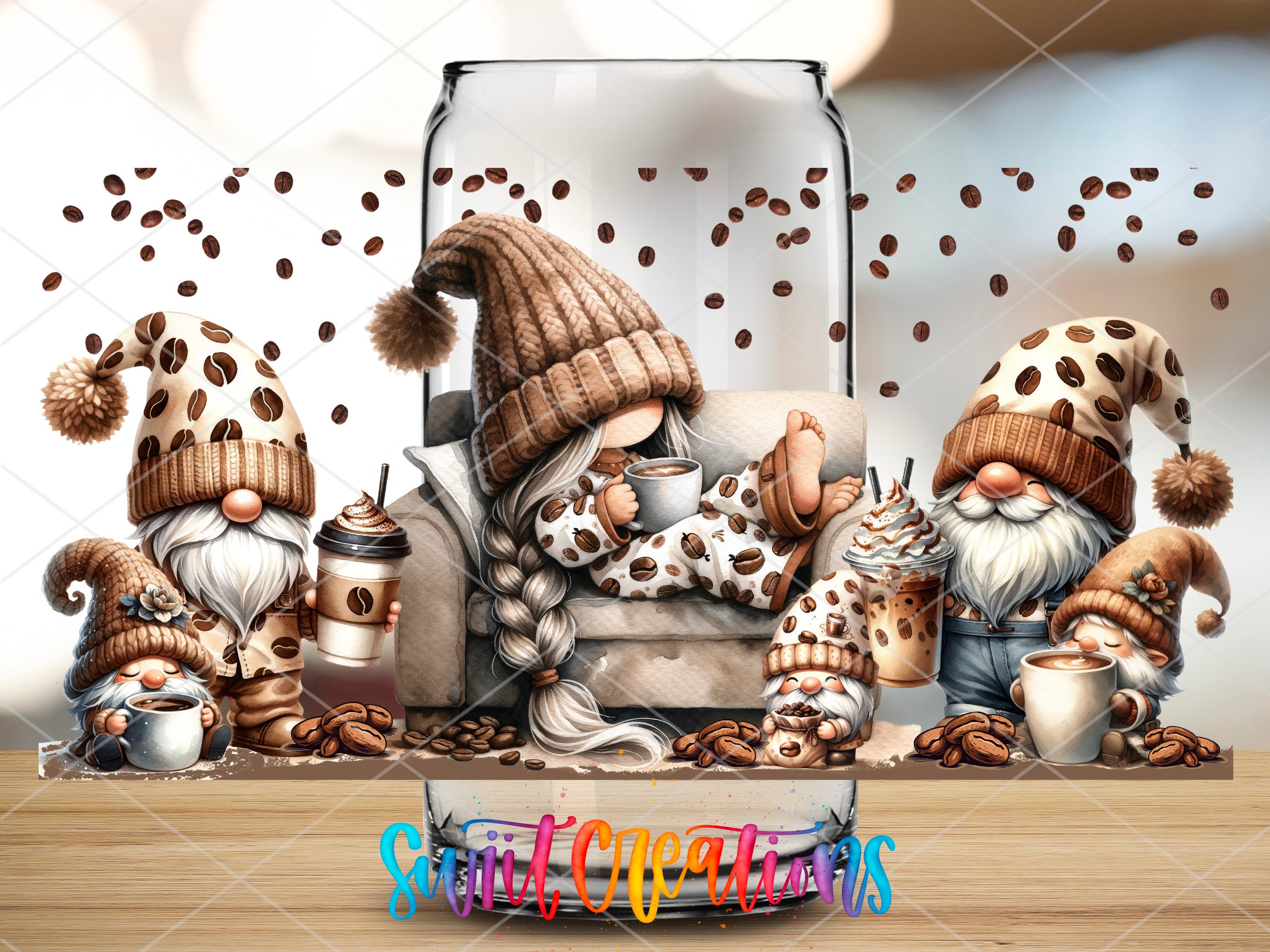 a group of gnomes sitting on top of a table