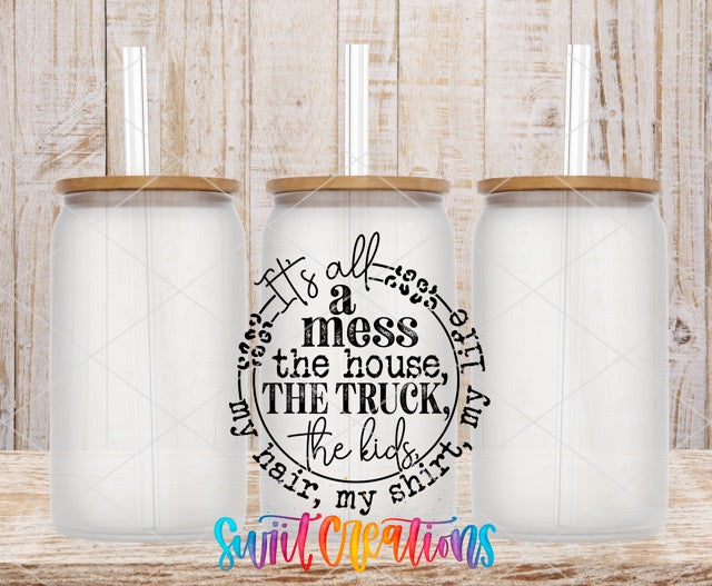 two white tumbles with a saying on them