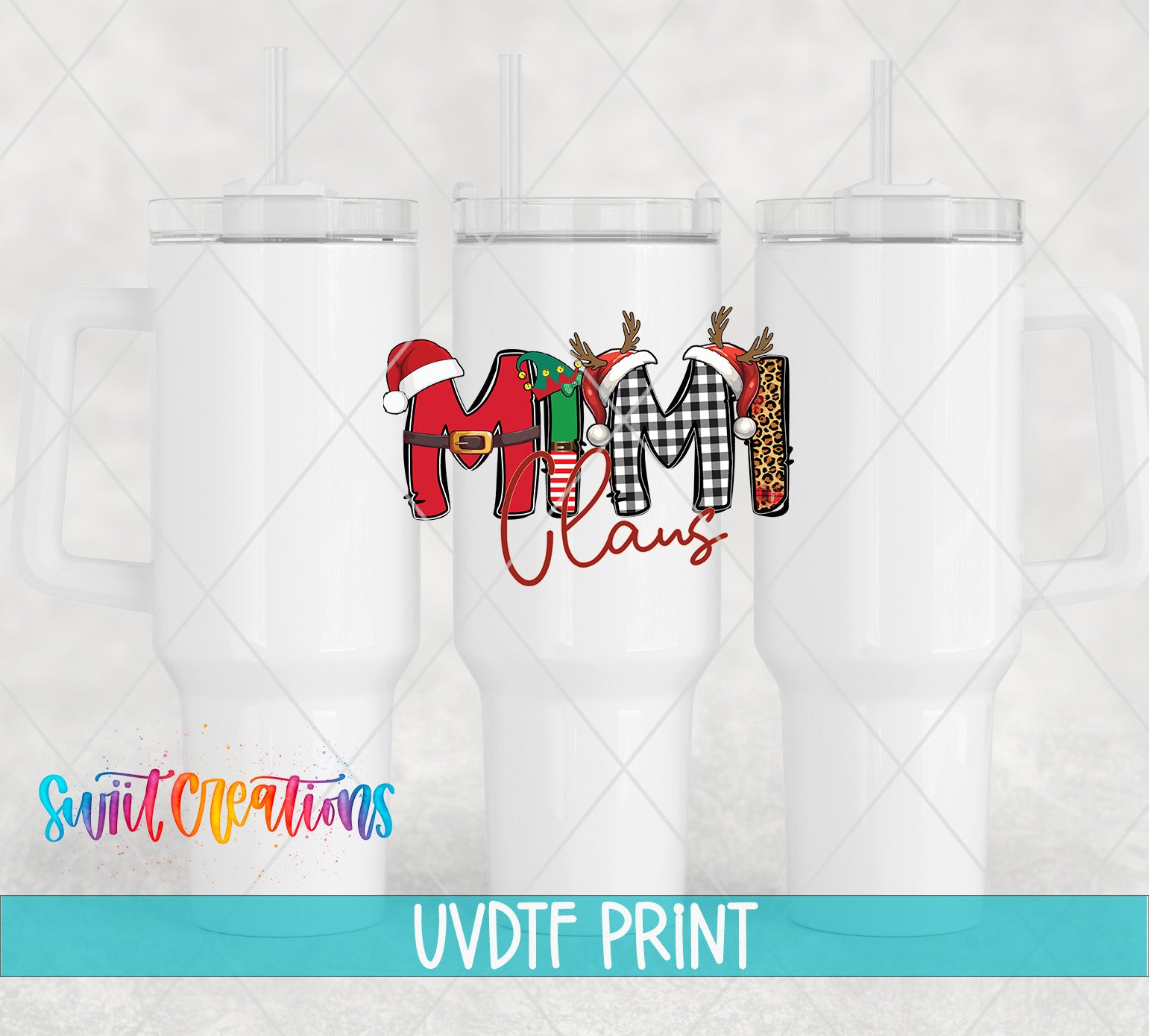 three christmas mugs with the word merry on them
