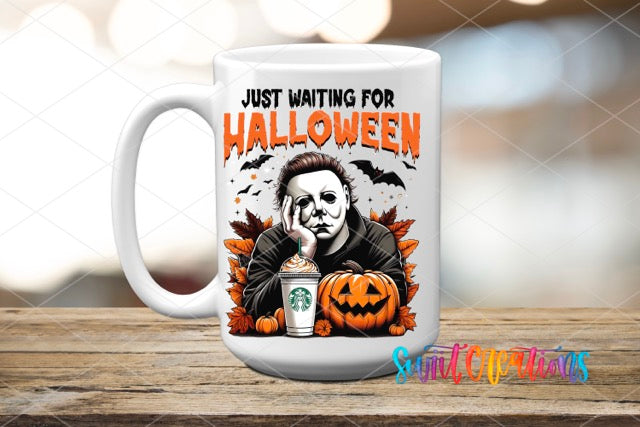 a coffee mug with a picture of a person holding a cup