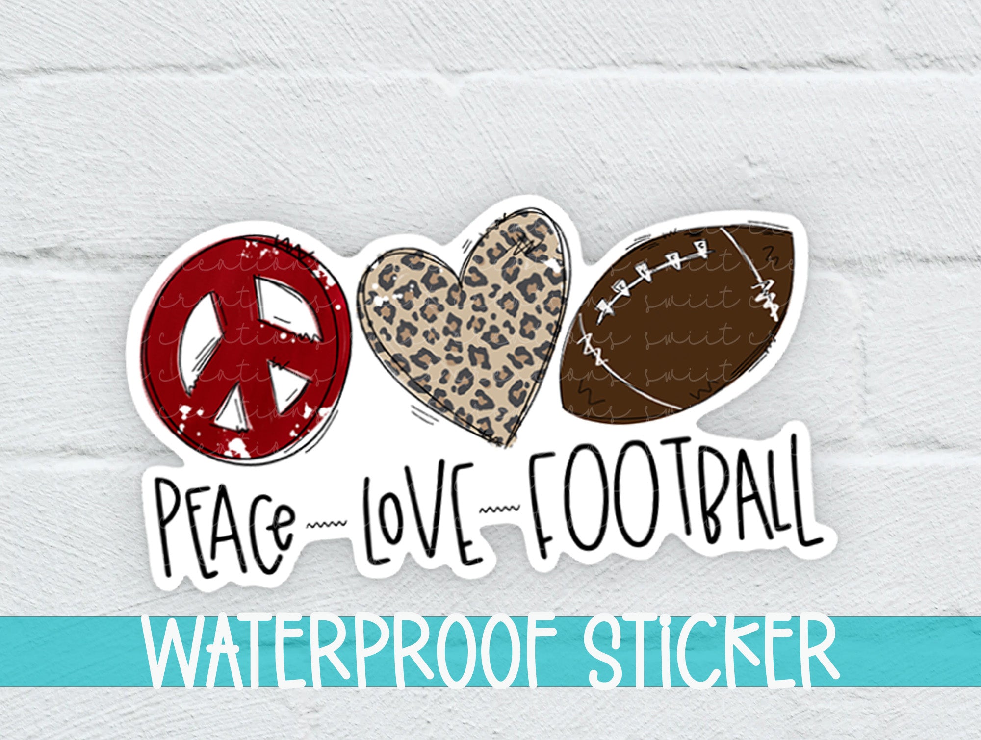 peace love football waterproof sticker