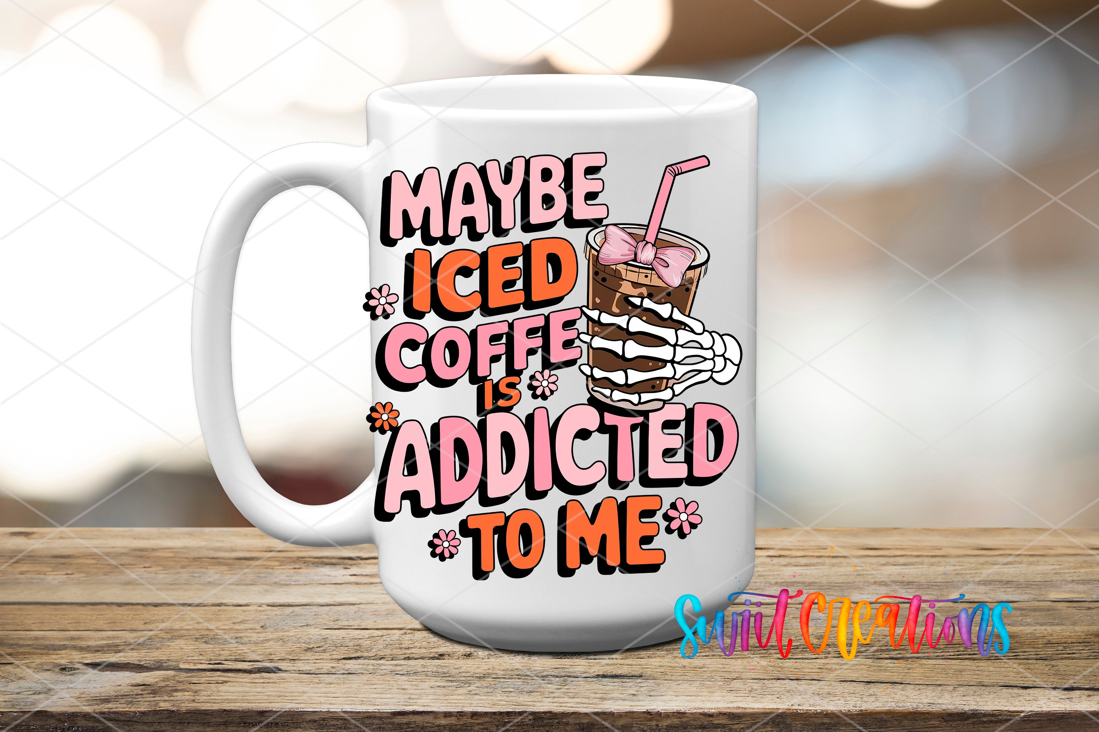 a coffee mug that says maybe iced coffee is adopted to me