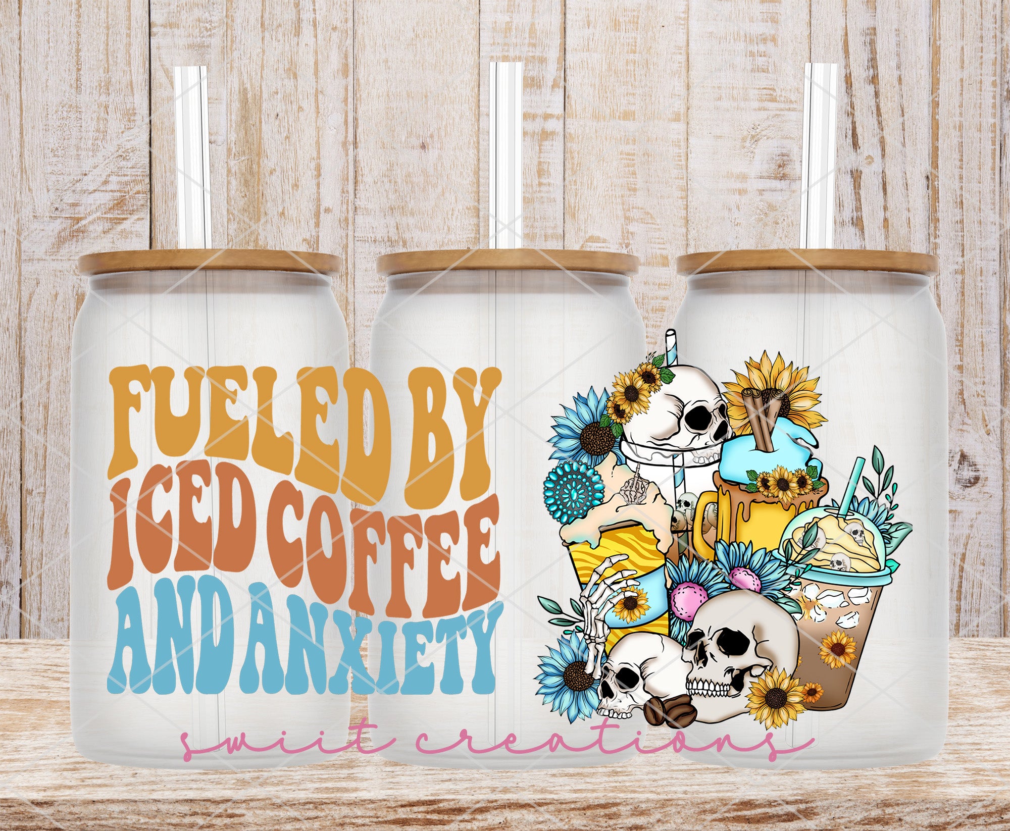 a couple of coffee mugs sitting on top of a wooden table
