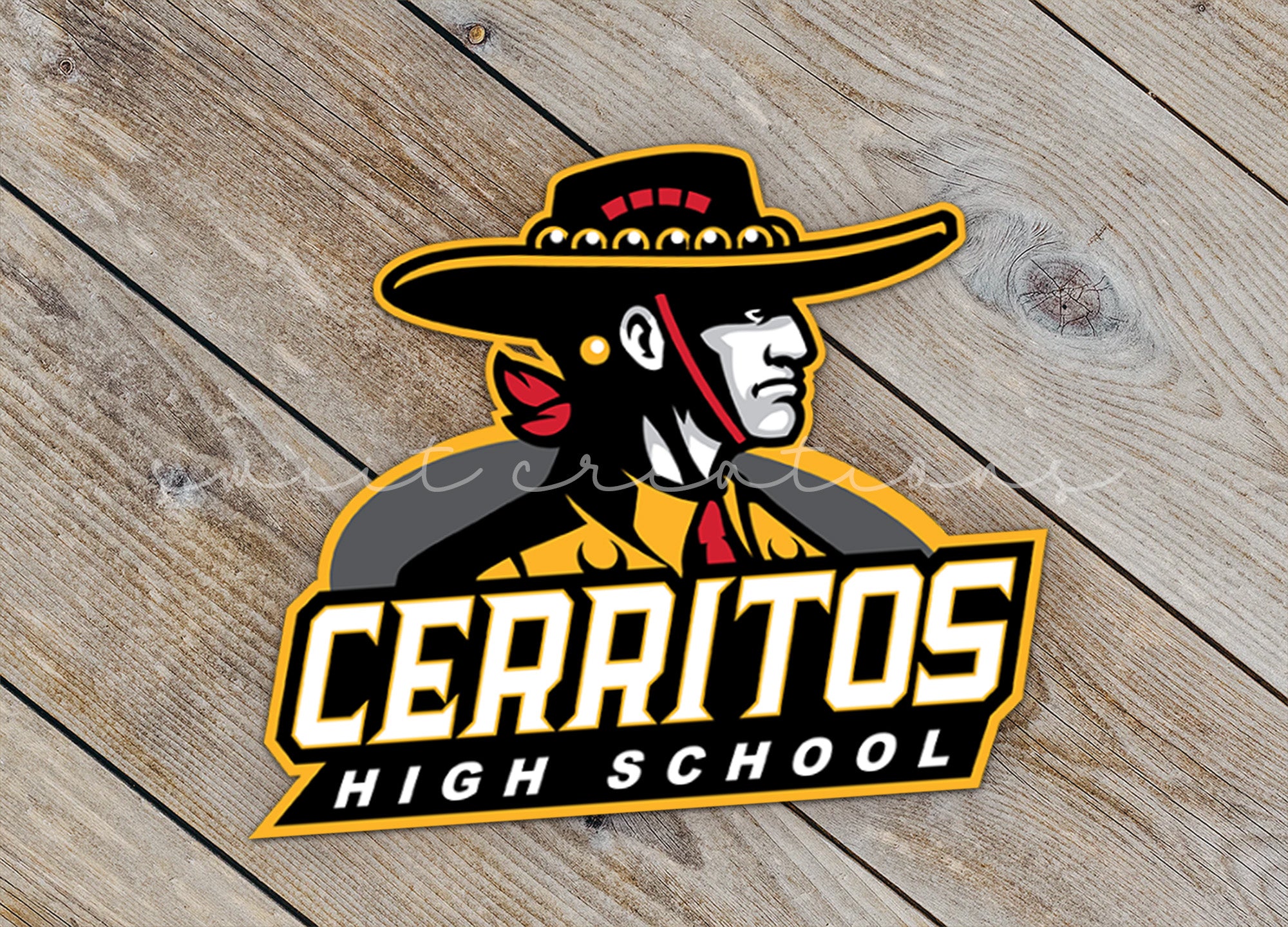 a sticker of a man wearing a sombrero