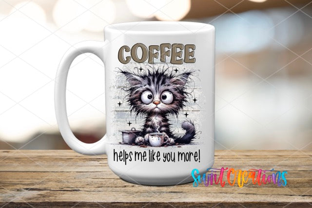 a coffee mug with a cat on it