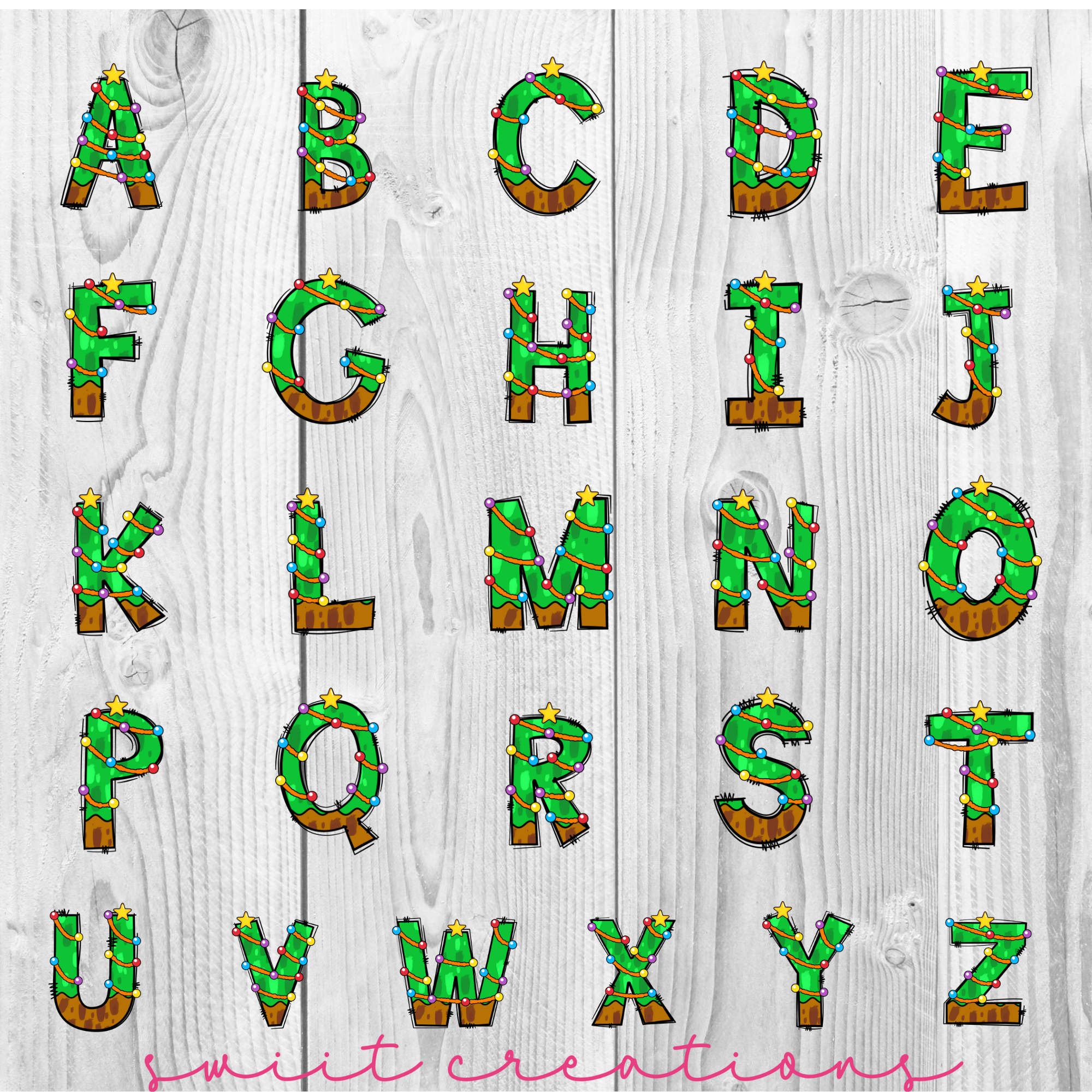 the letters of the alphabet are decorated with christmas decorations