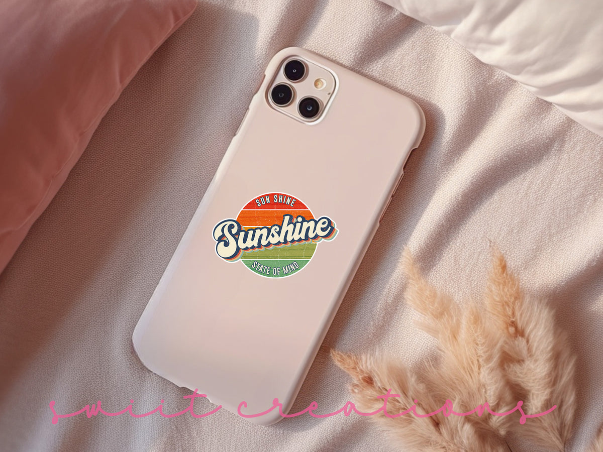 Sunshine State of Mind sticker on a pink phone case