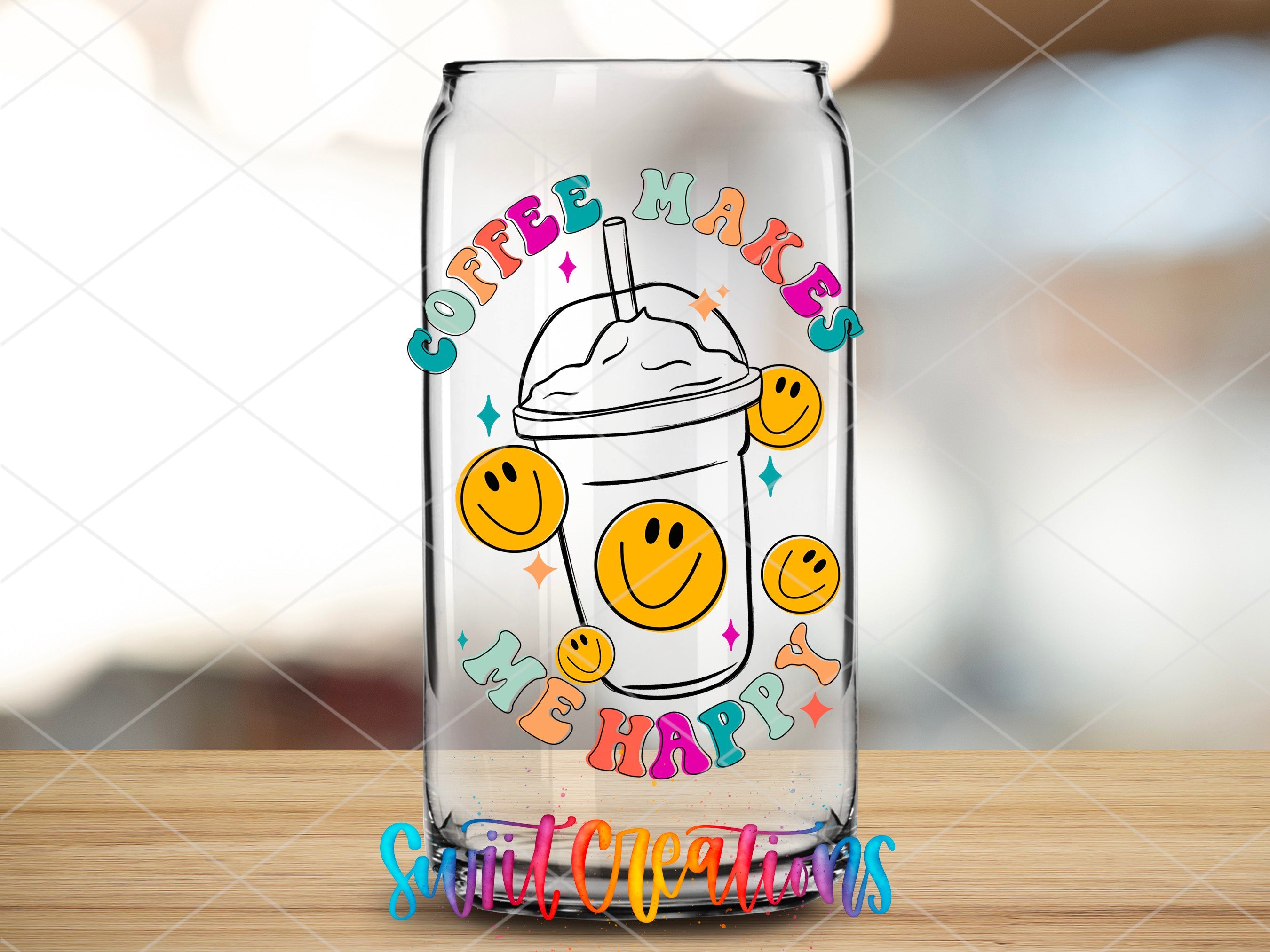 a glass jar with a smiley face drawn on it