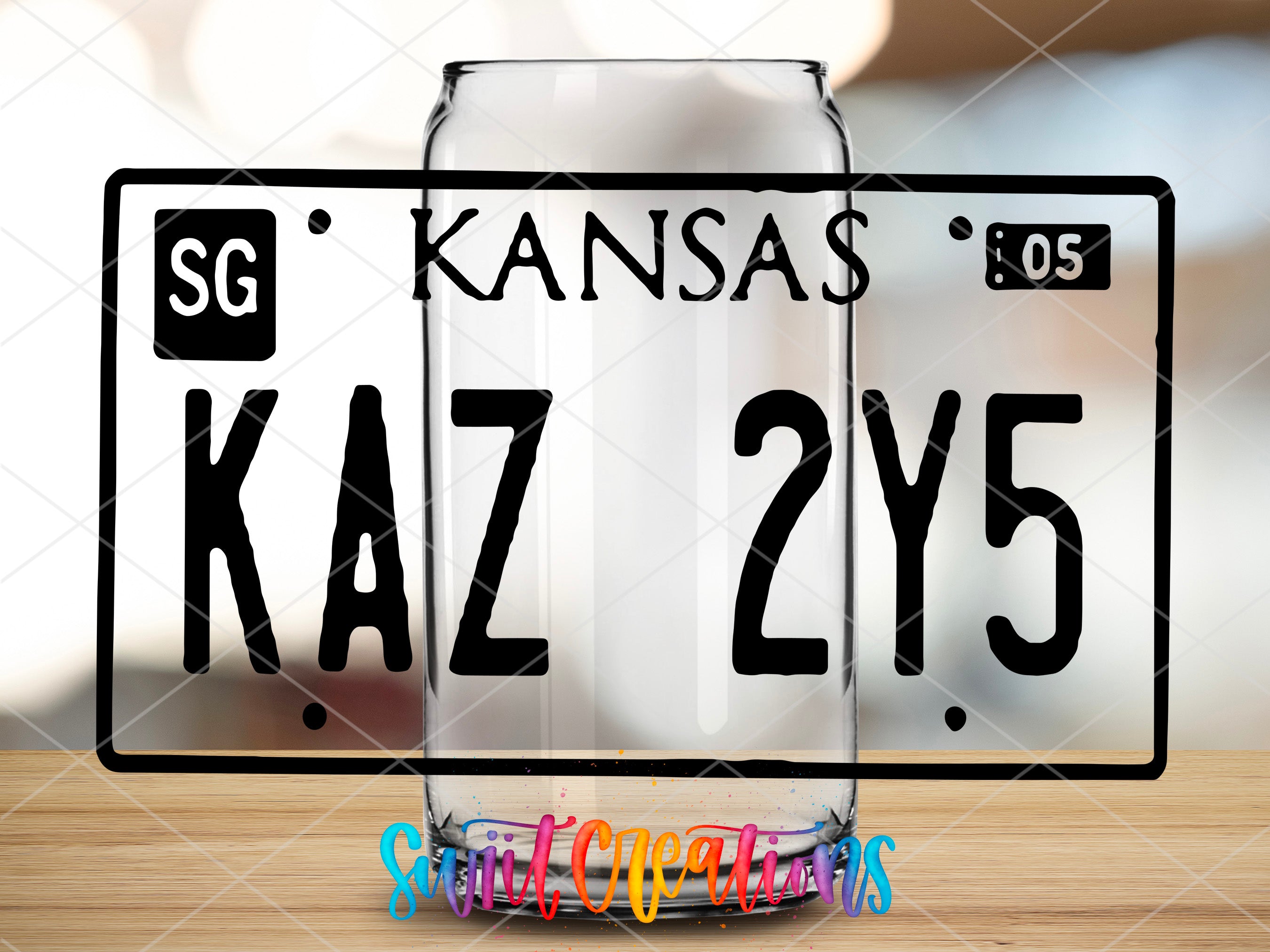 a license plate for kansas on a table