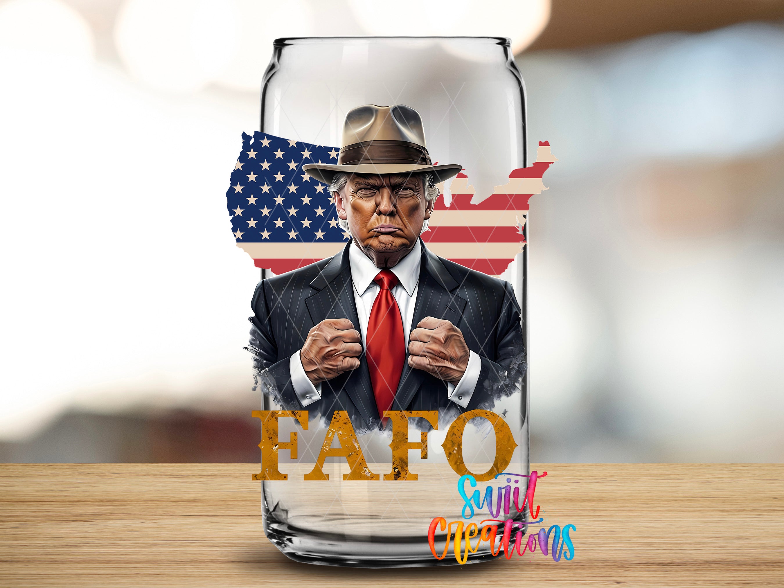 a man wearing a suit and hat, with the text "FAFO" and "suicide precautions" displayed prominently.