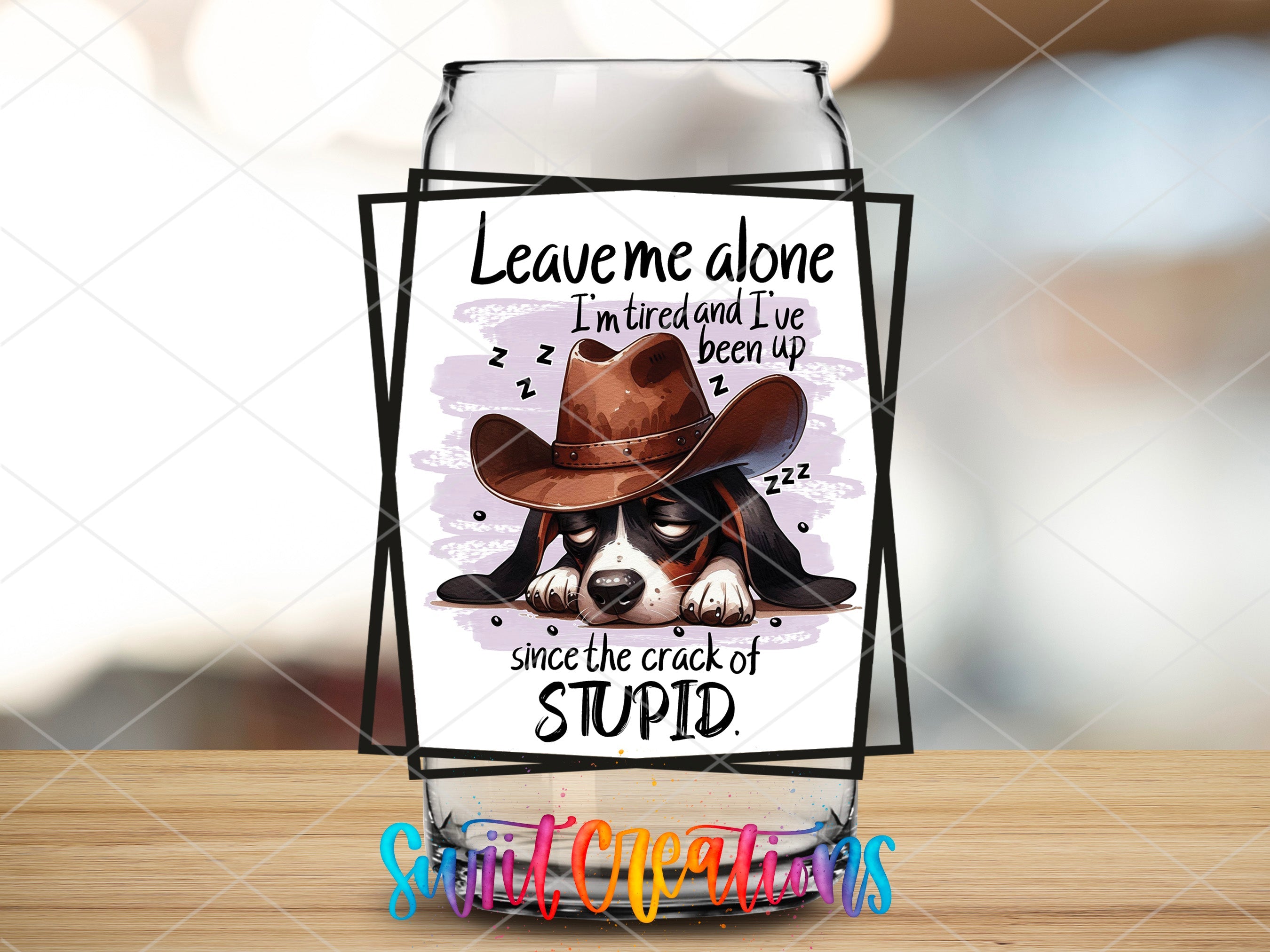 a card with a picture of a dog wearing a cowboy hat
