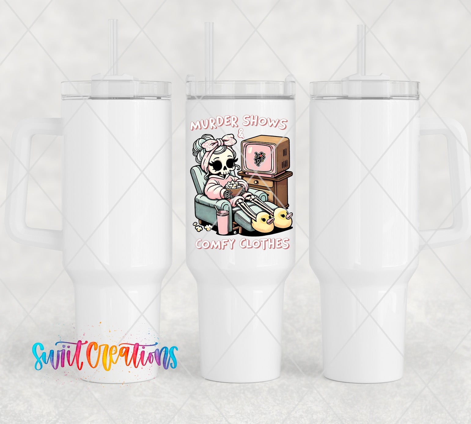 a couple of white coffee mugs sitting next to each other