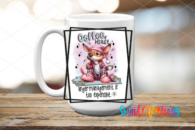 a coffee mug with a picture of a cat on it