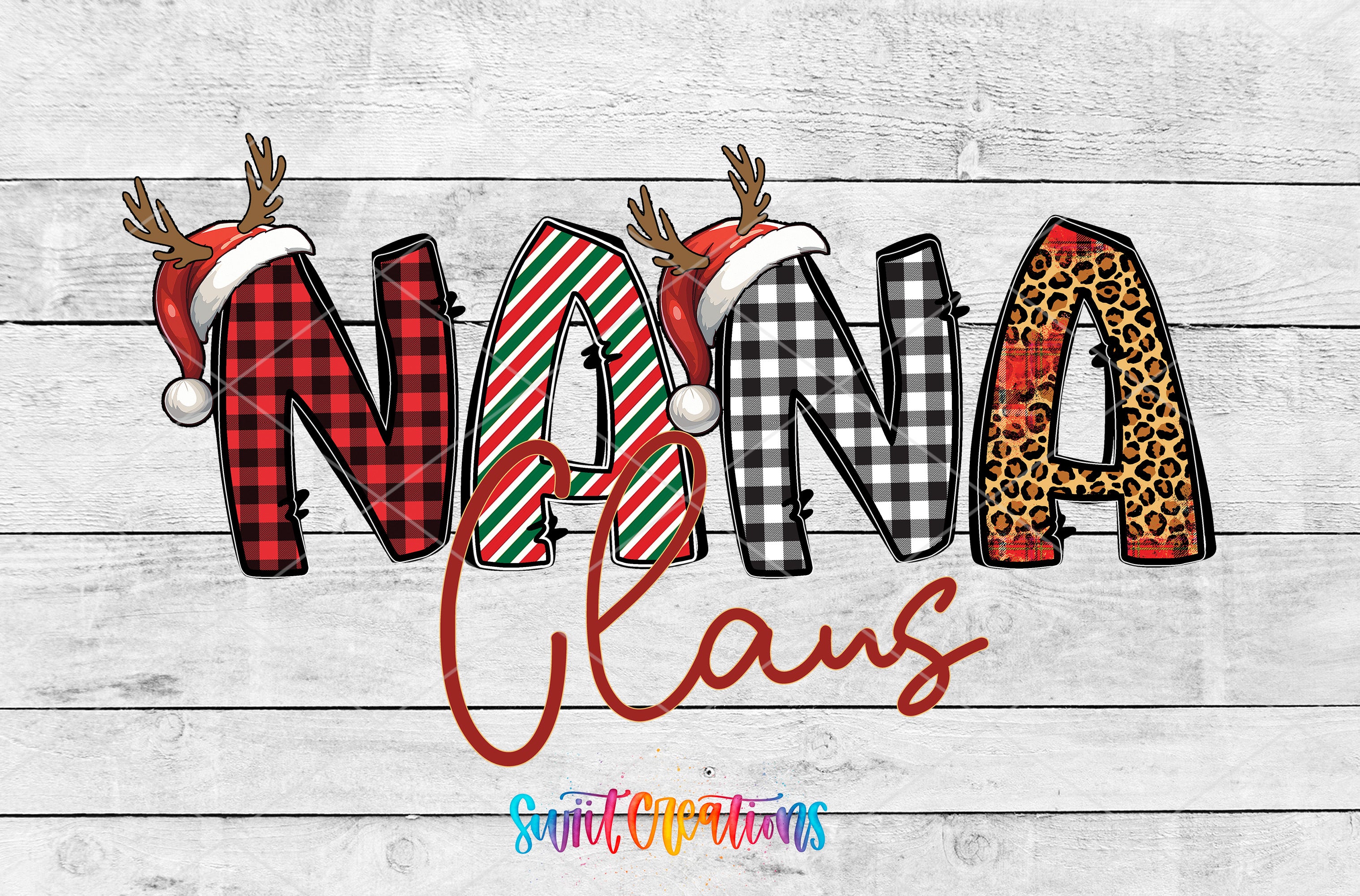 a wooden wall with the word santa claus written in large letters