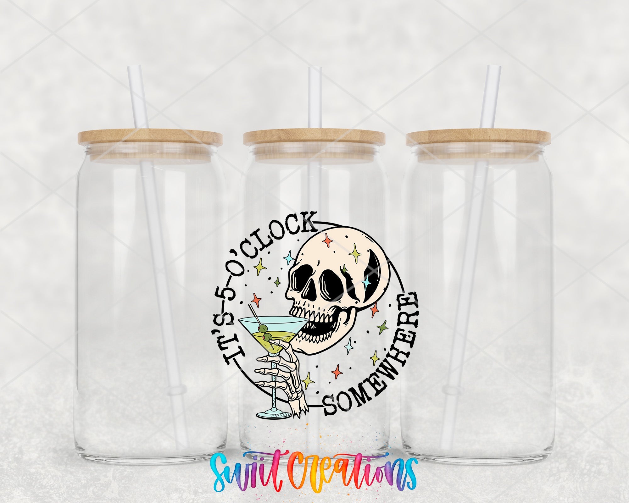 a couple of glasses with a skull on them
