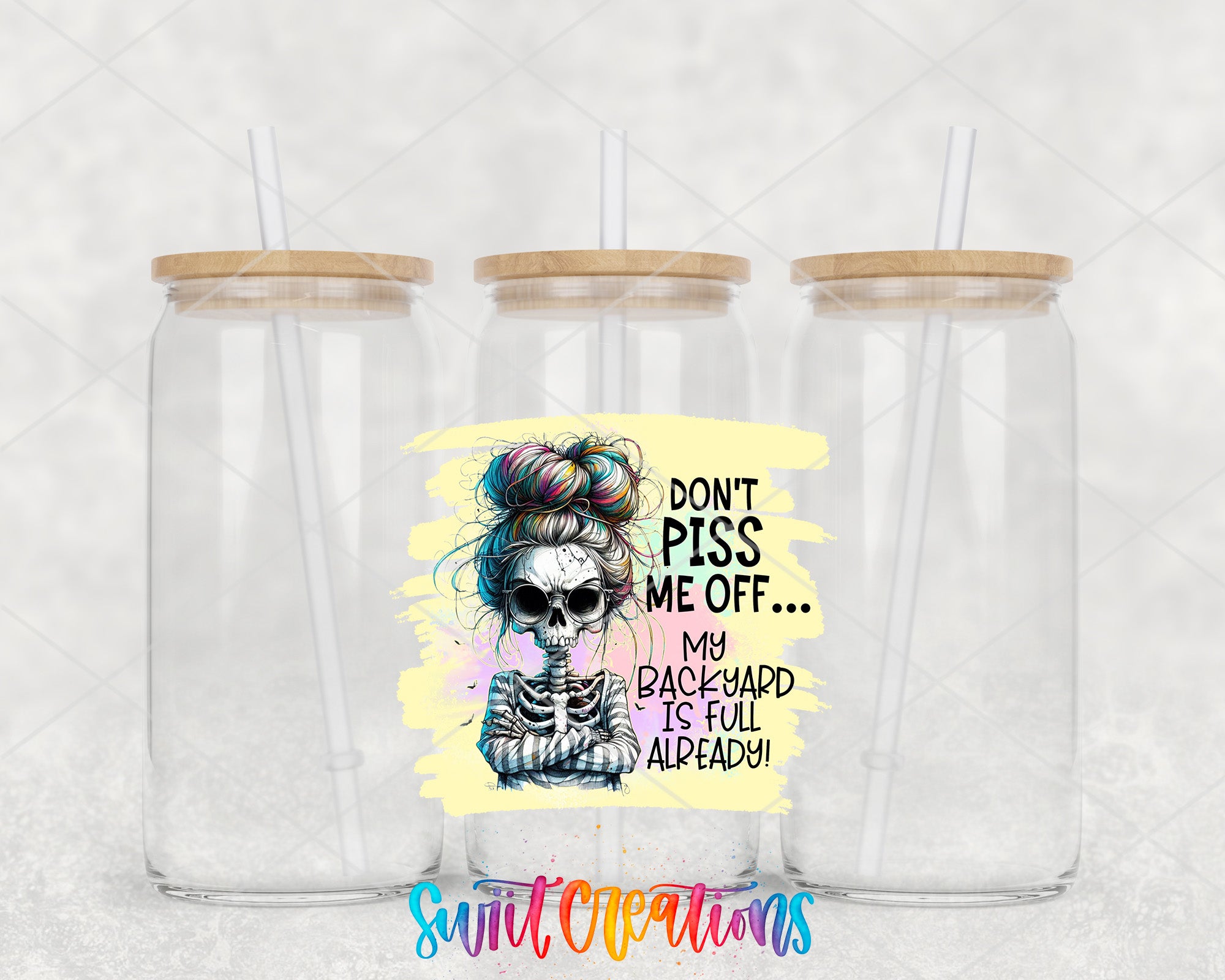 a couple of plastic cups with a skeleton on them