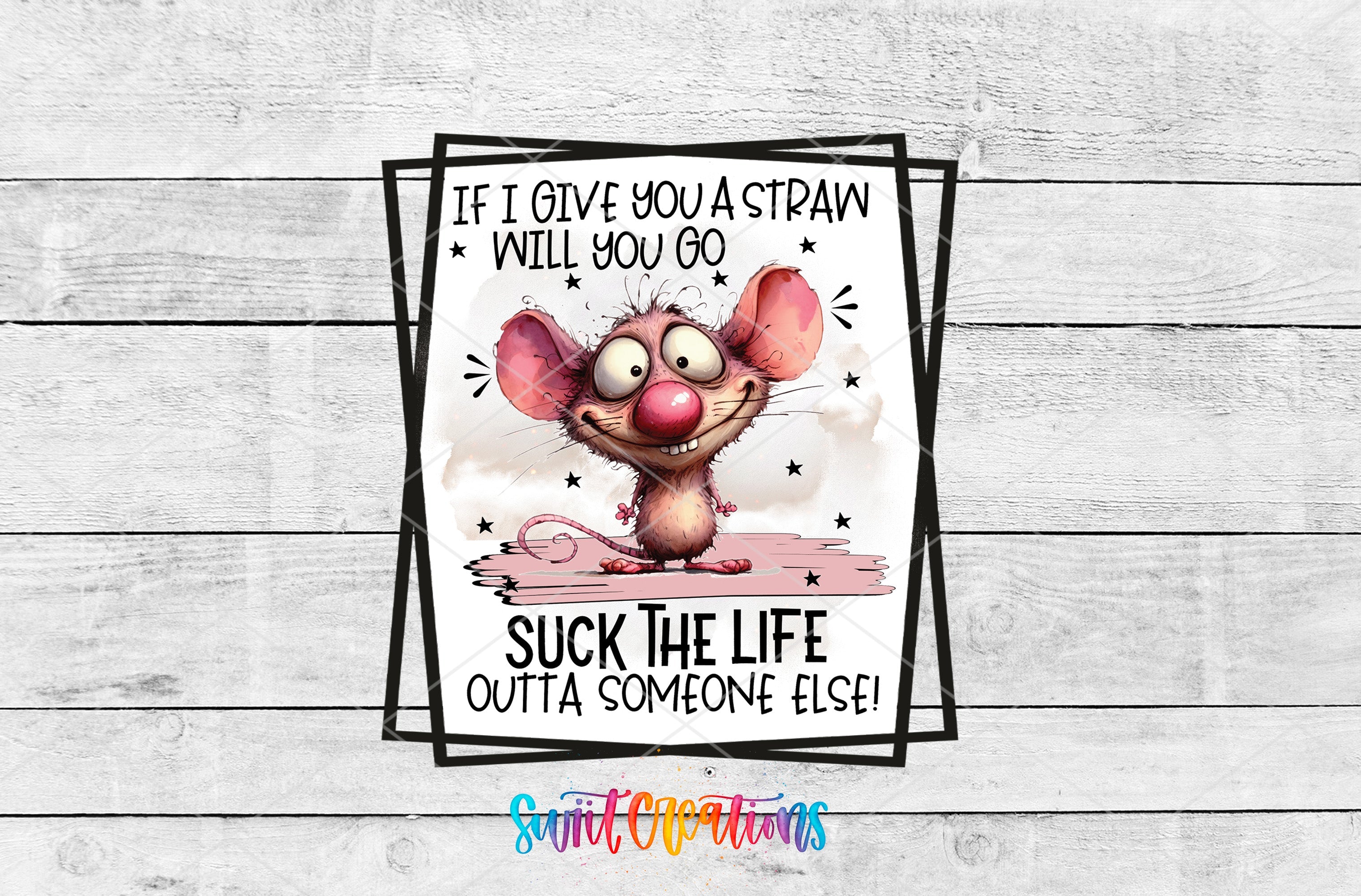 a card with a picture of a mouse on it