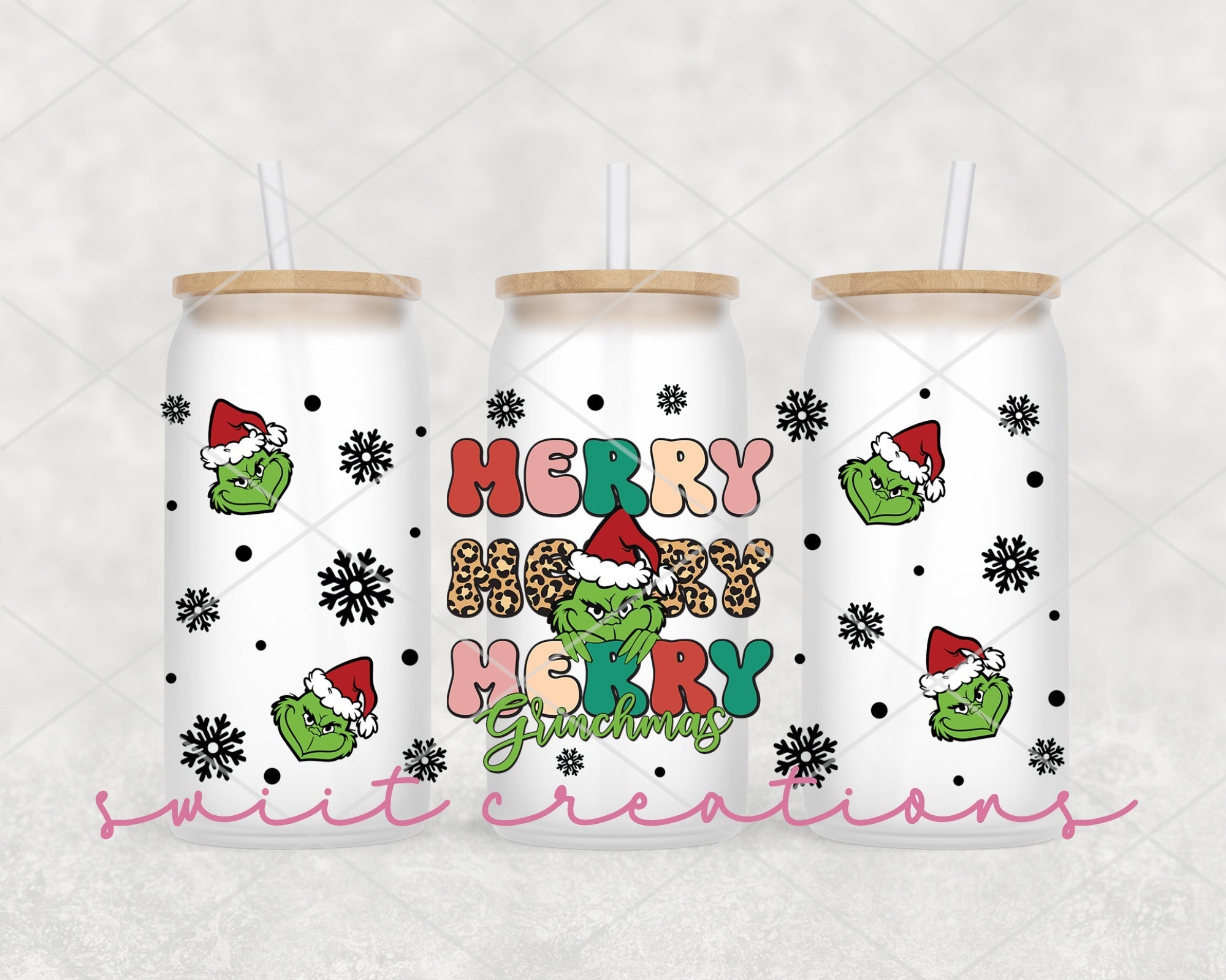 a couple of christmas drinks sitting on top of a table