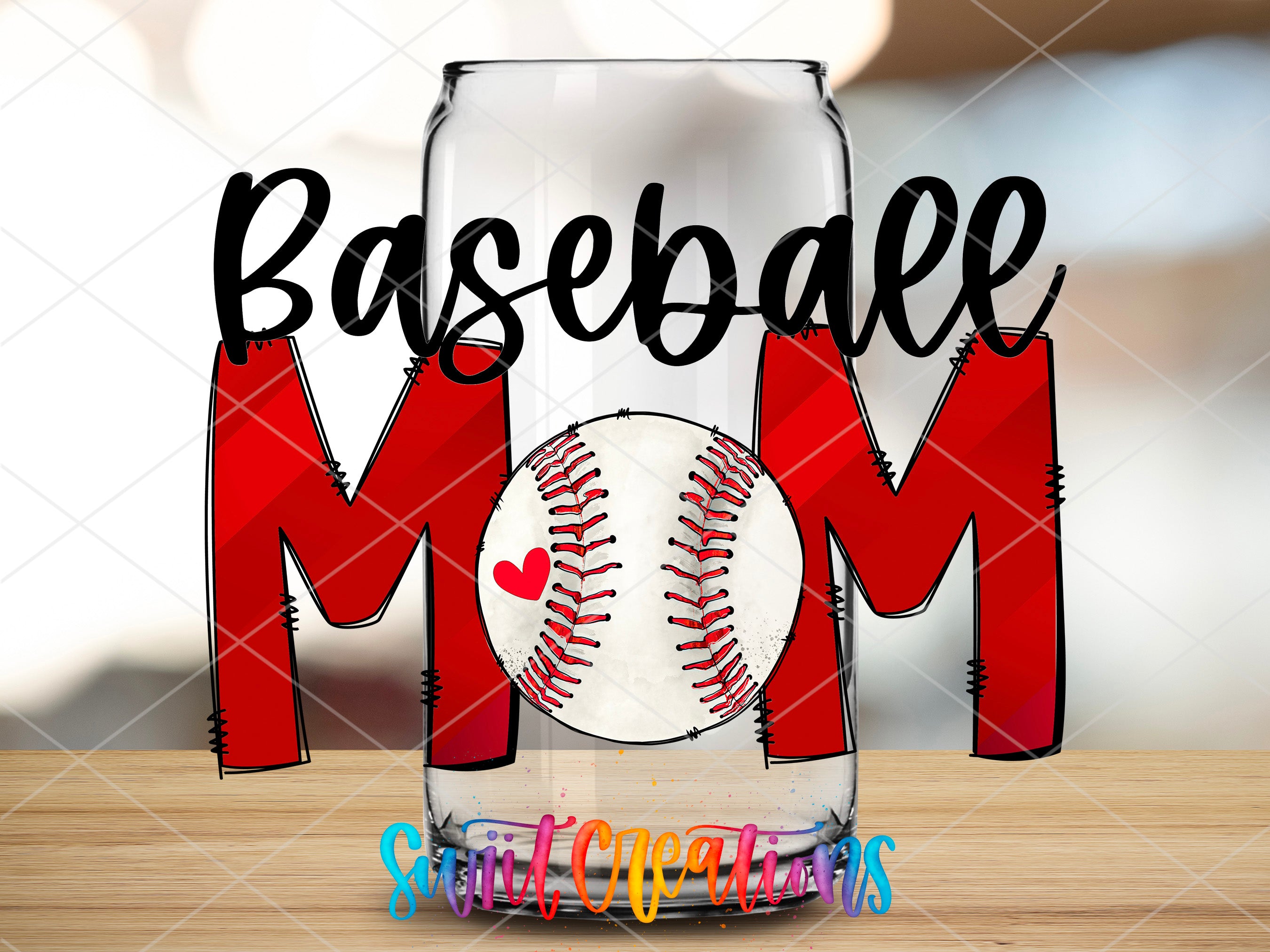 a baseball mom bottle with a baseball inside of it