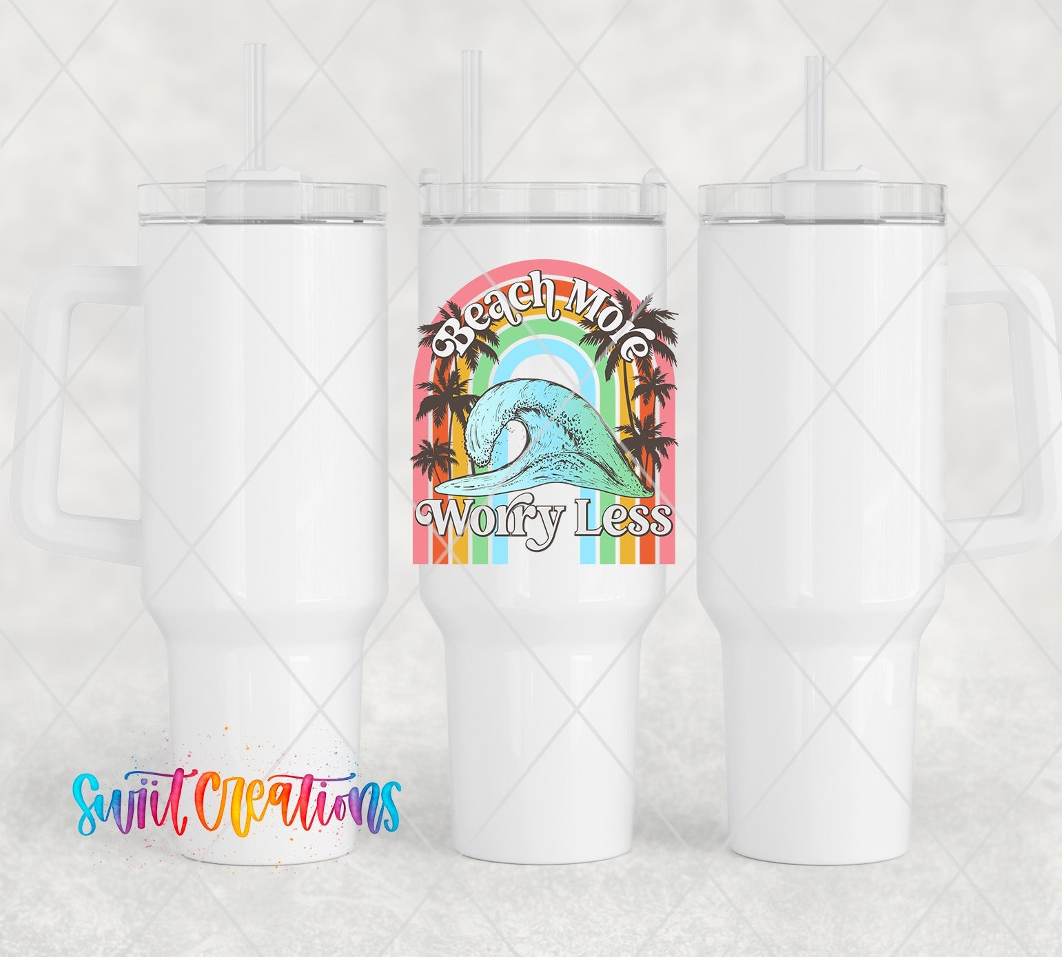 a white tumbler cup with a sticker on it