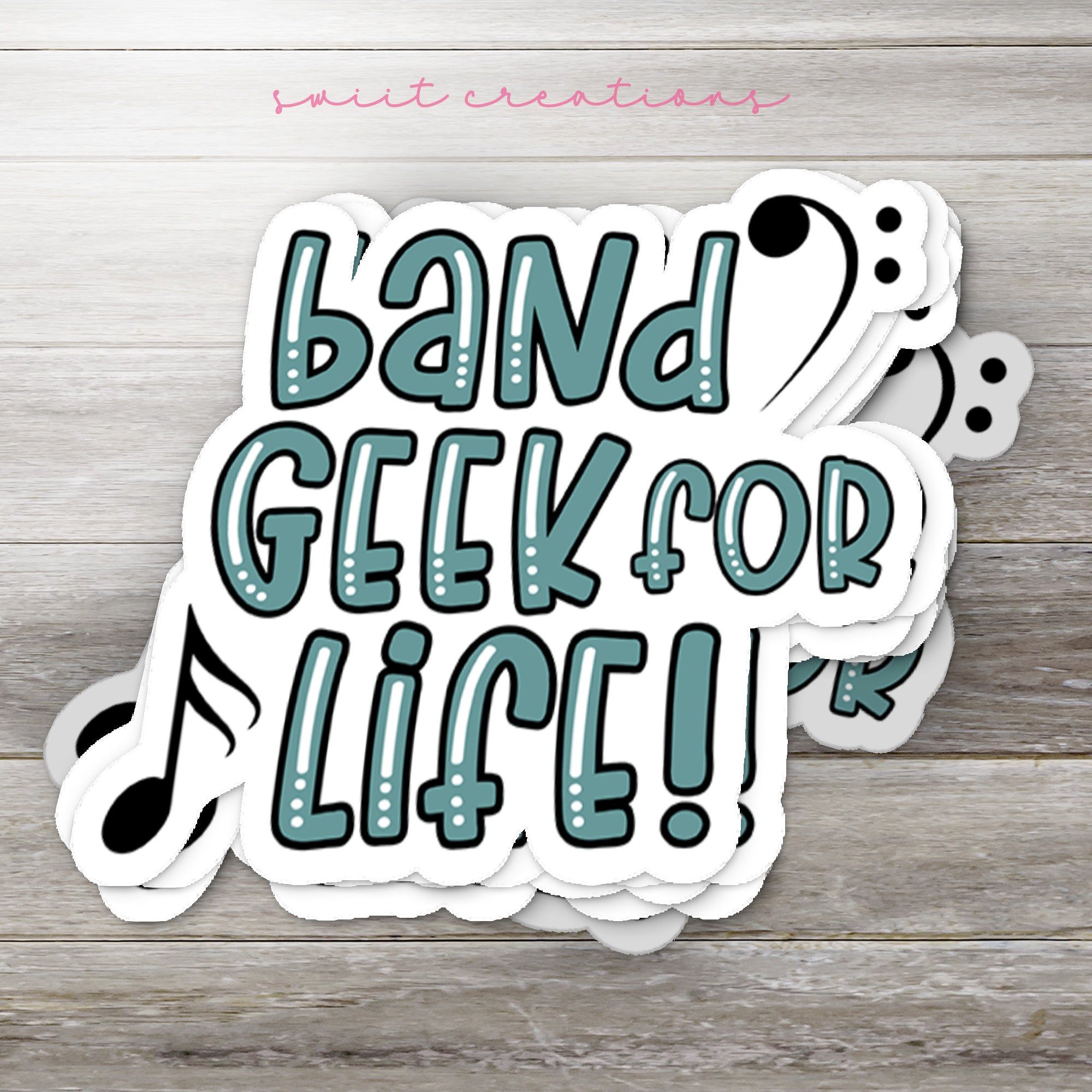 a sticker that says band geek for life