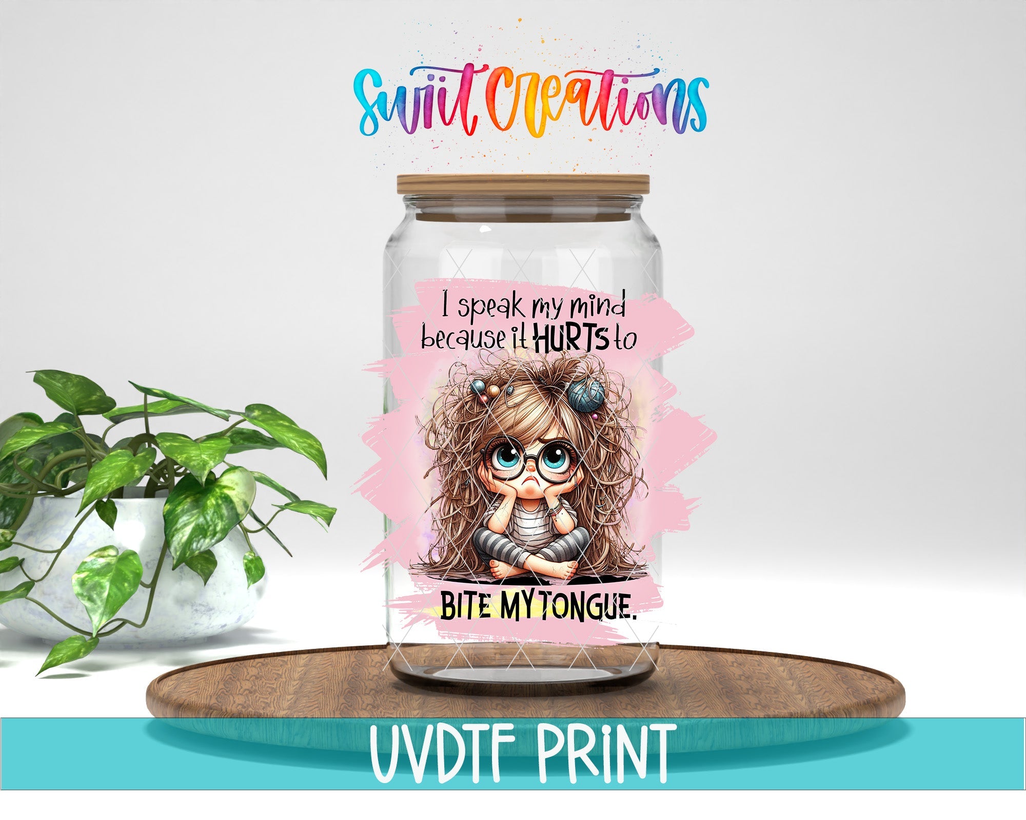 a jar with a picture of a girl on it