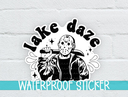 a sticker of a person with a hockey mask on