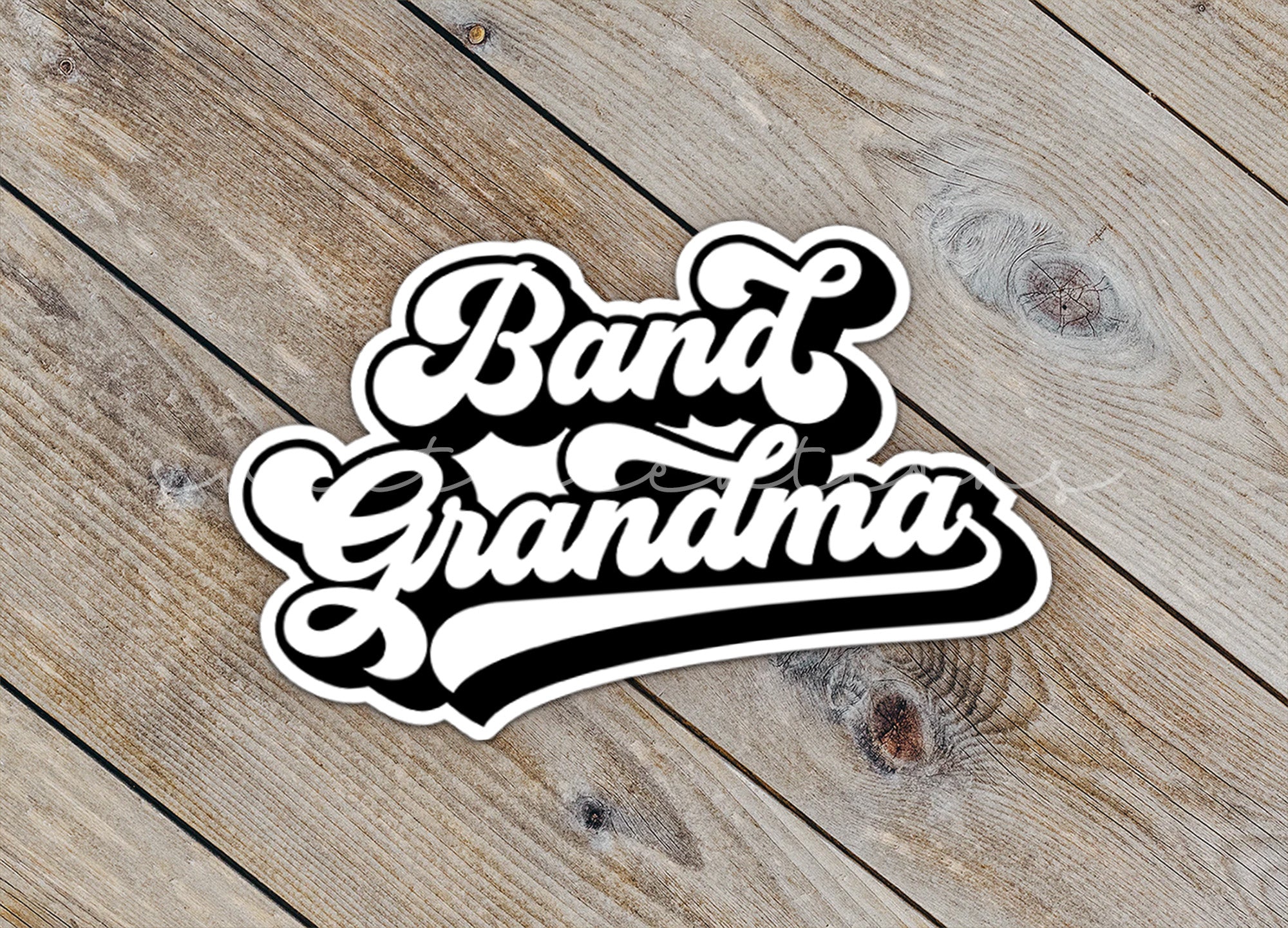 a sticker that says band grandma on it