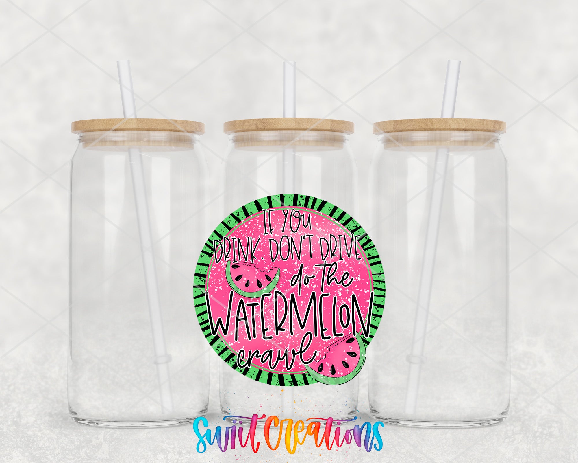 a couple of watermelon cups with straws in them