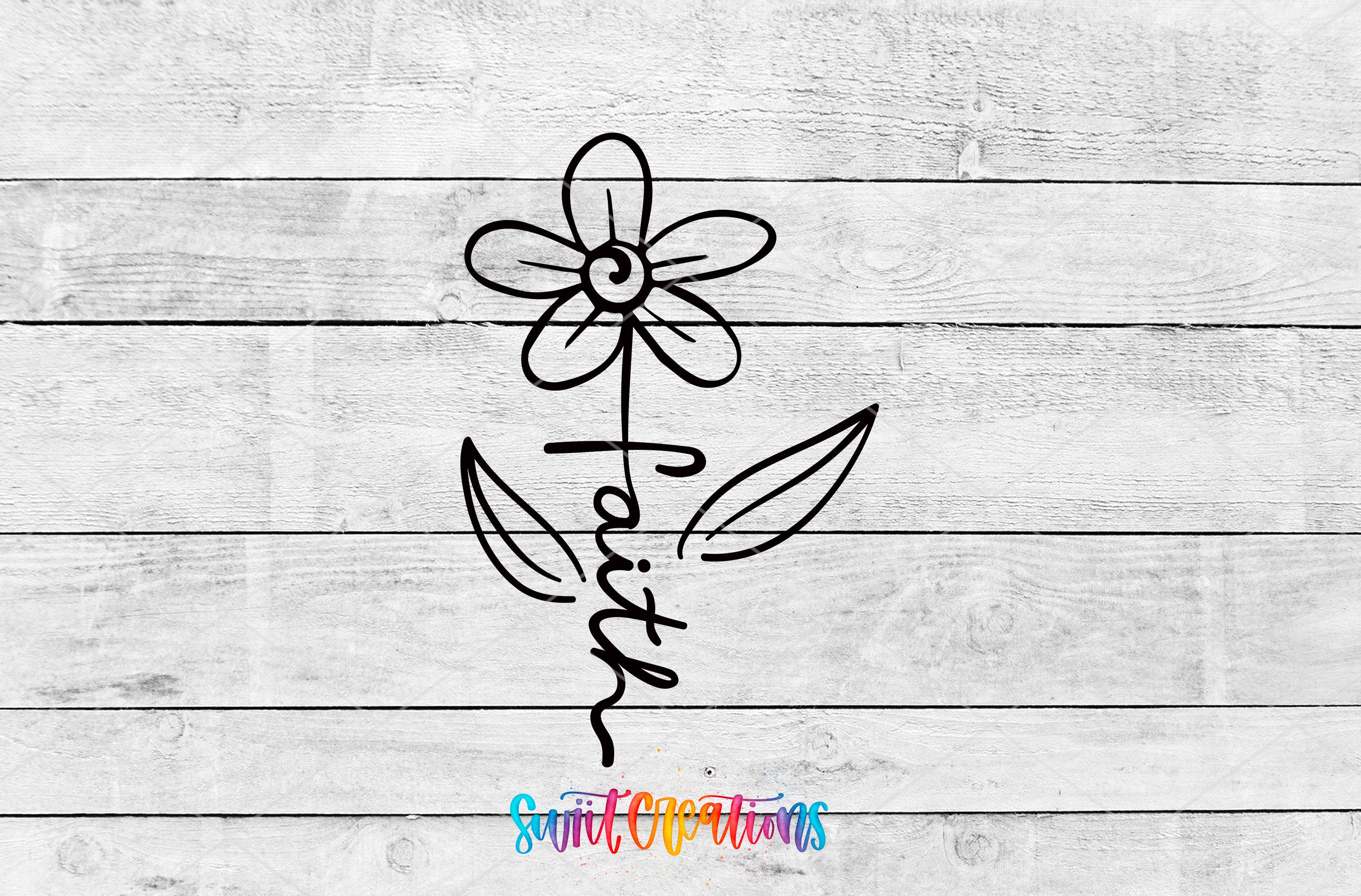 a drawing of a flower on a wooden background