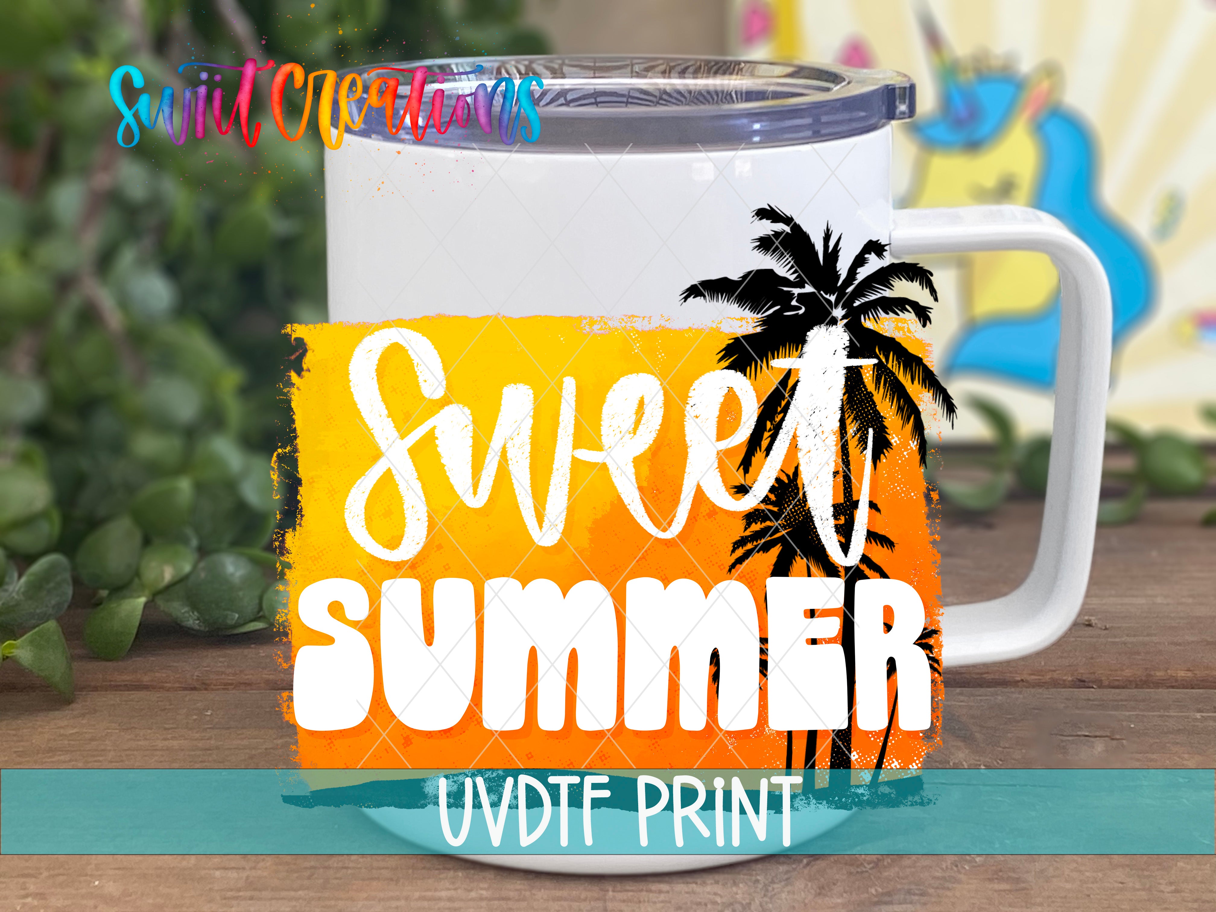 a coffee mug with the words sweet summer on it