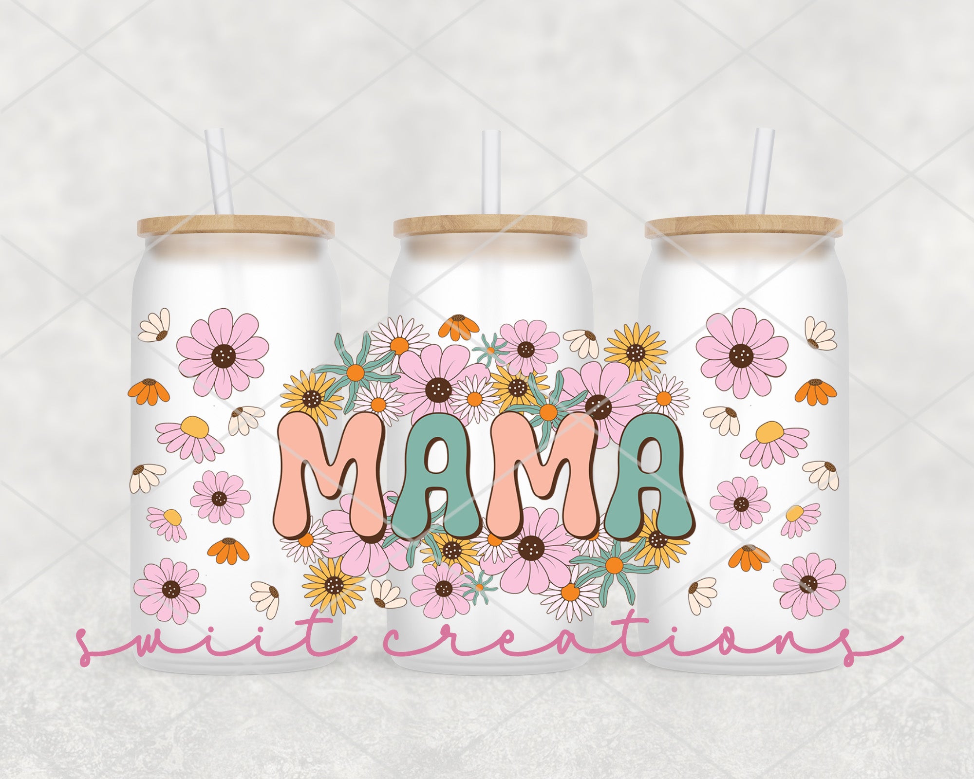 a couple of mason jars with flowers on them