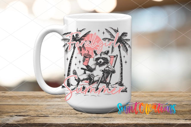 a white coffee mug sitting on top of a wooden table
