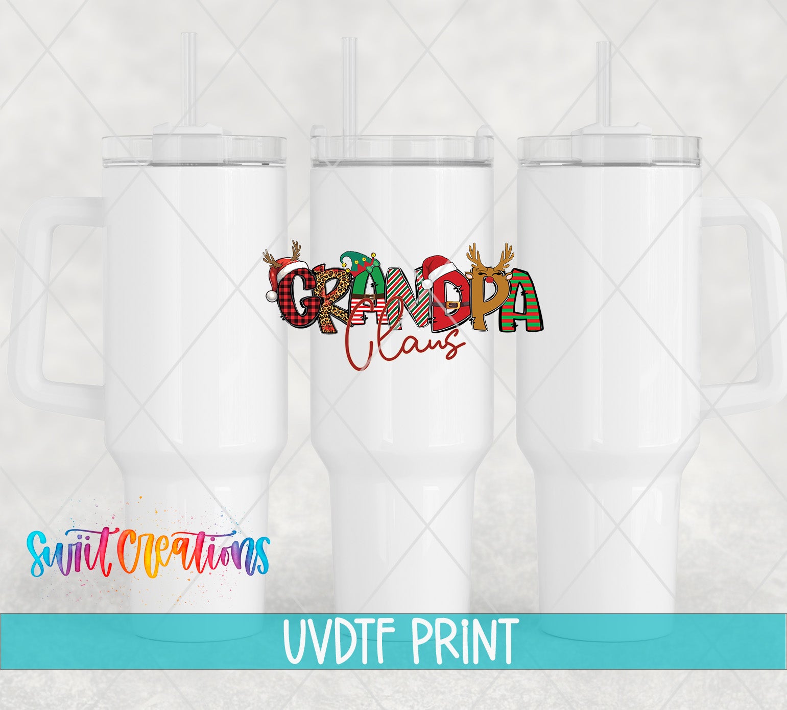 three personalized tumblers with the word grandma on them