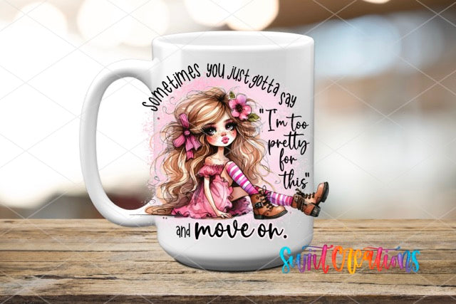 a coffee mug with a picture of a girl on it