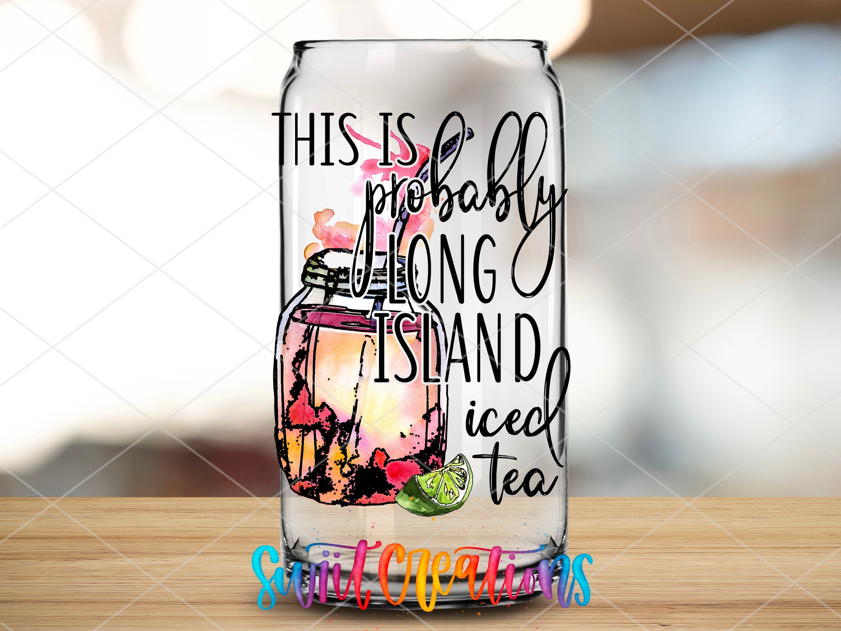 a glass with a picture of a jar on it