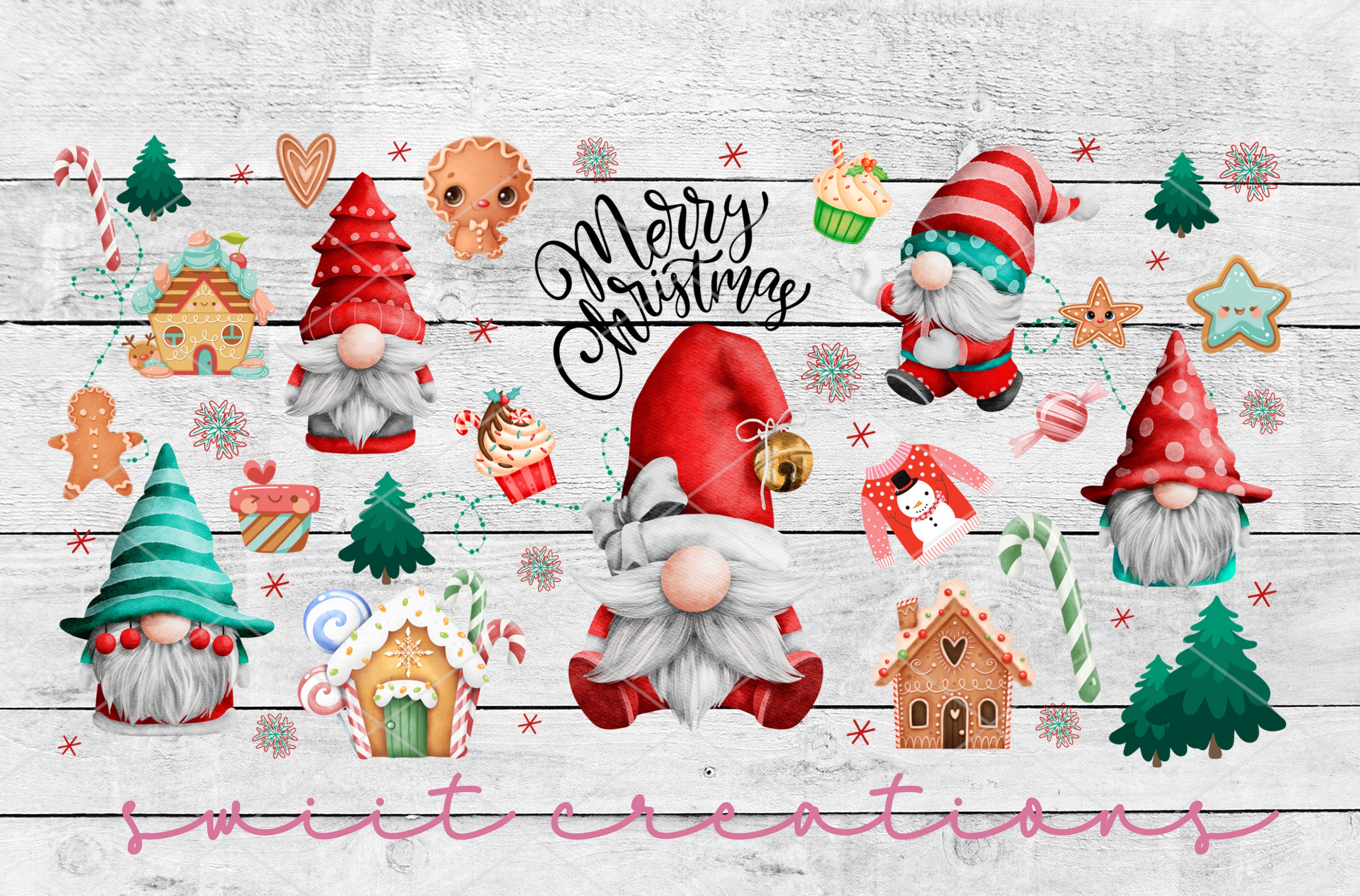 a christmas scene with santa claus and other holiday decorations
