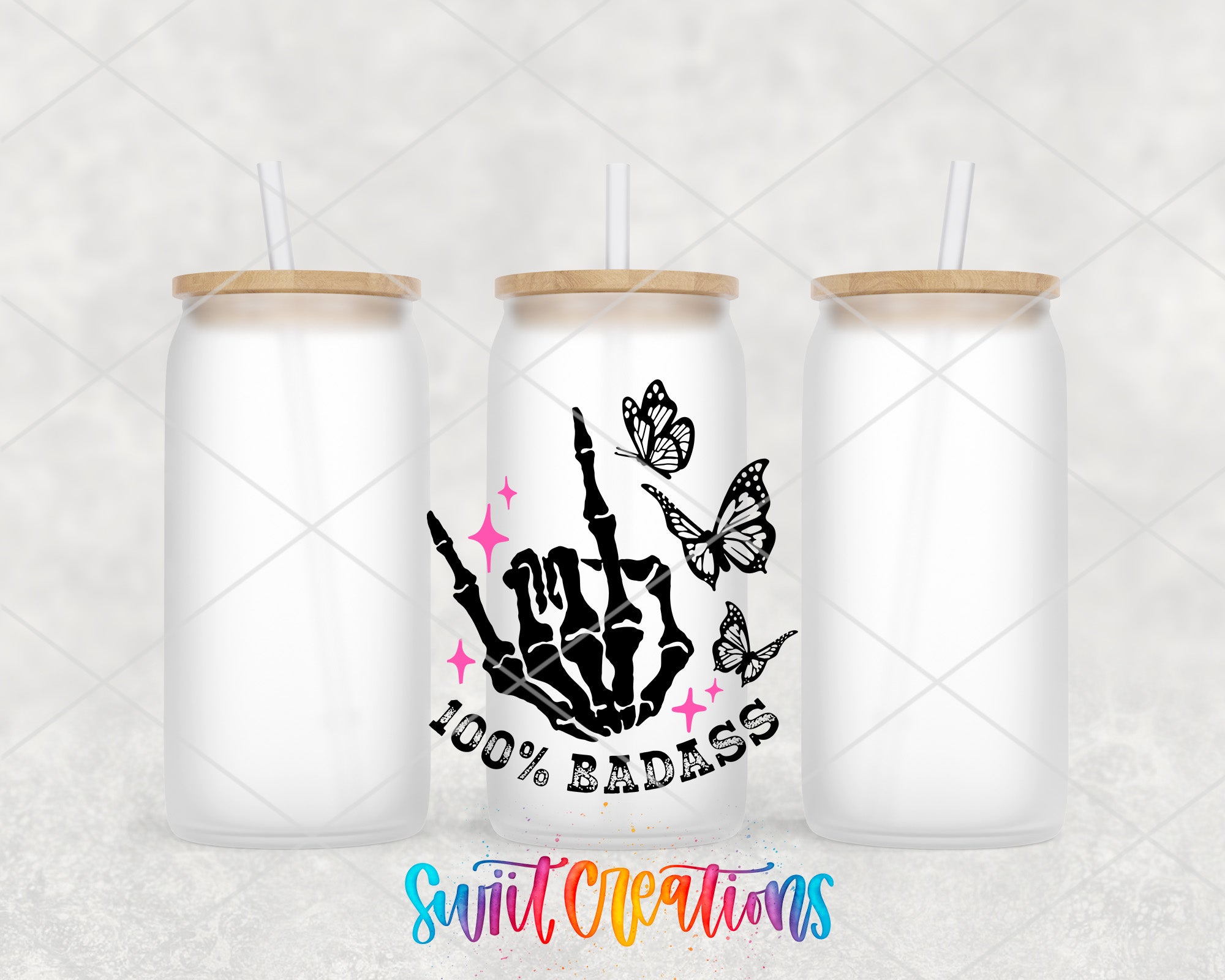 a pair of tumblers with a hand print on them