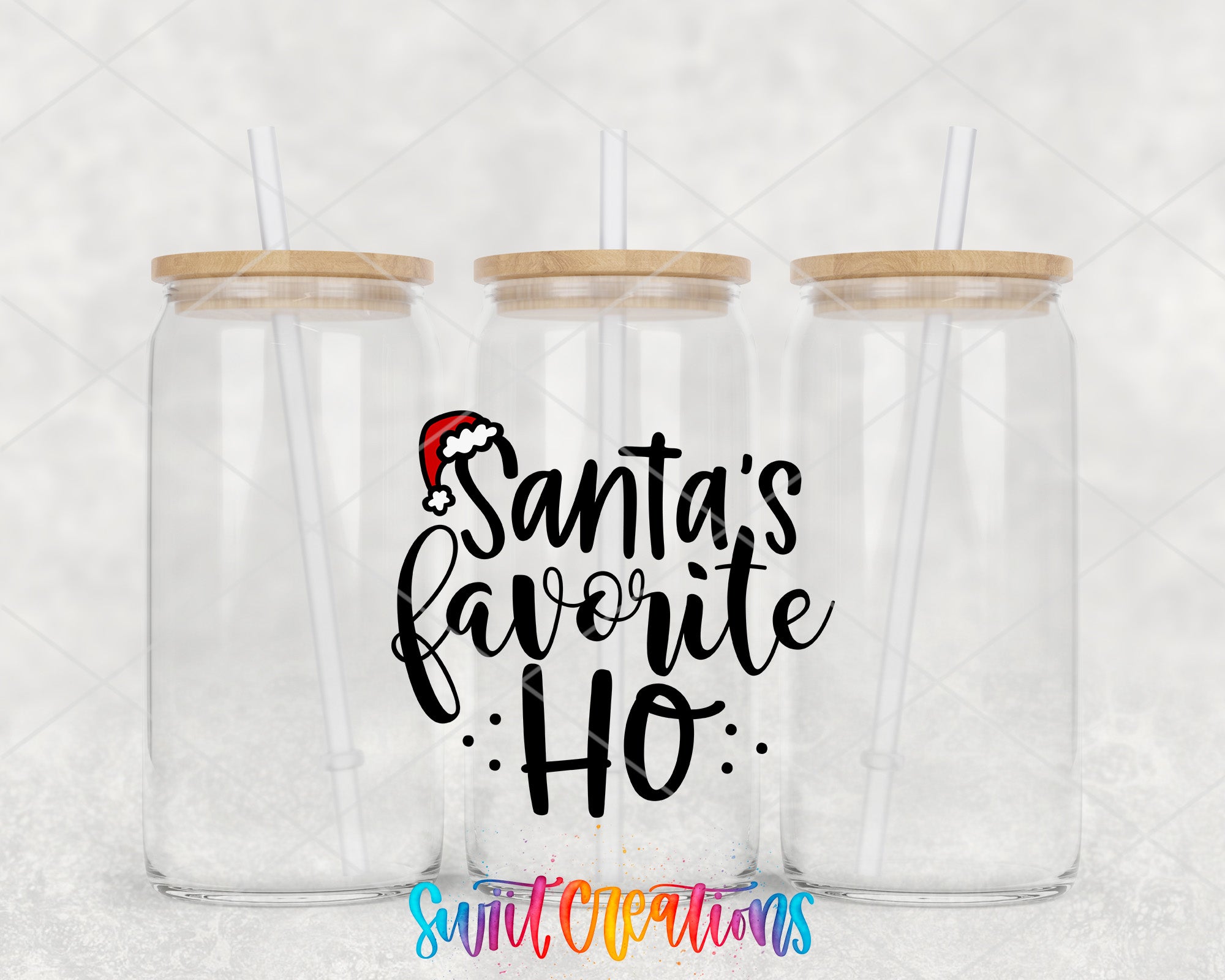 two clear tumblers with santa's favorite ho written on them