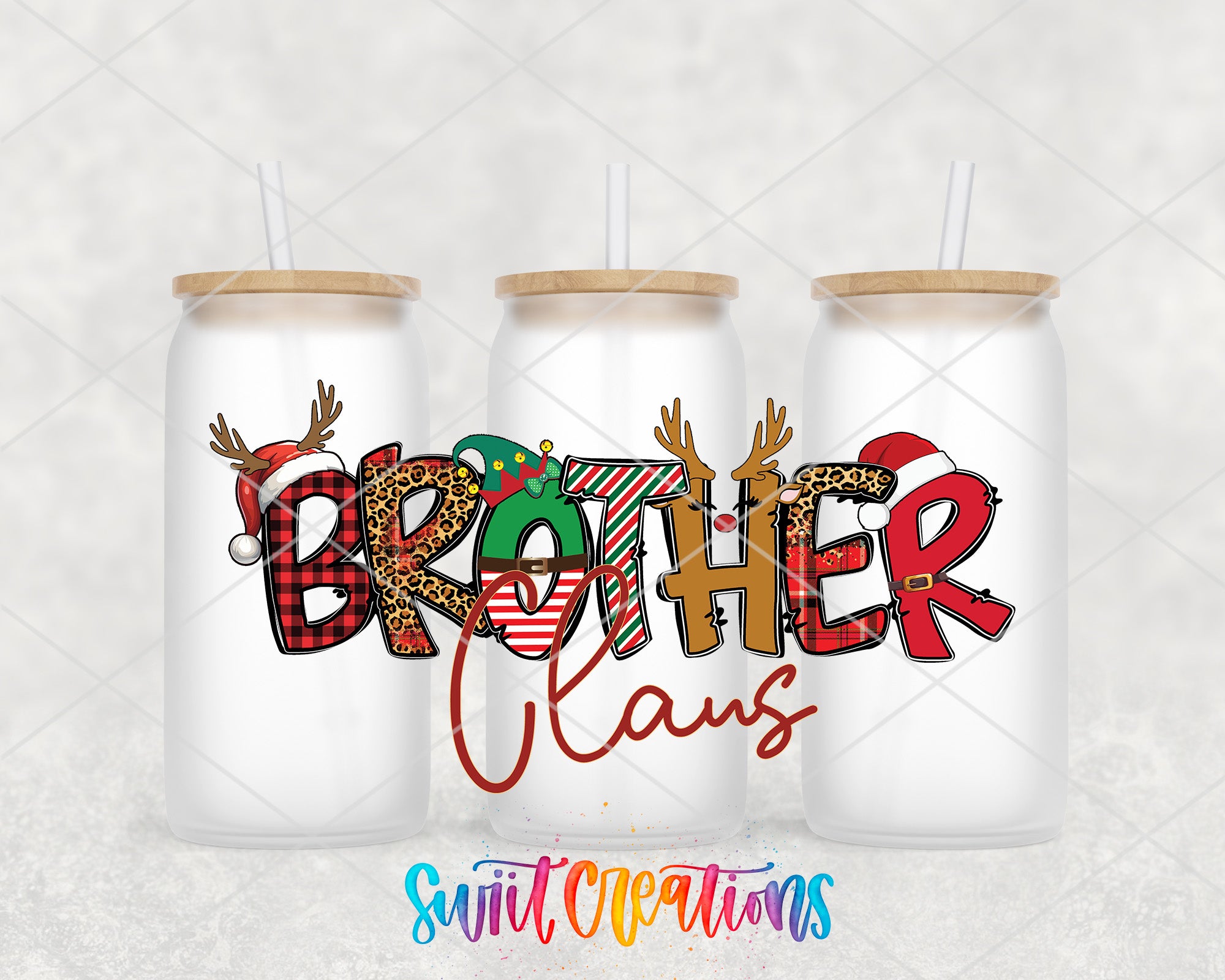 a couple of white mason jars sitting next to each other