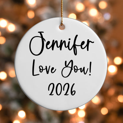 Personalized back sample with a name, short message, and year in script font
