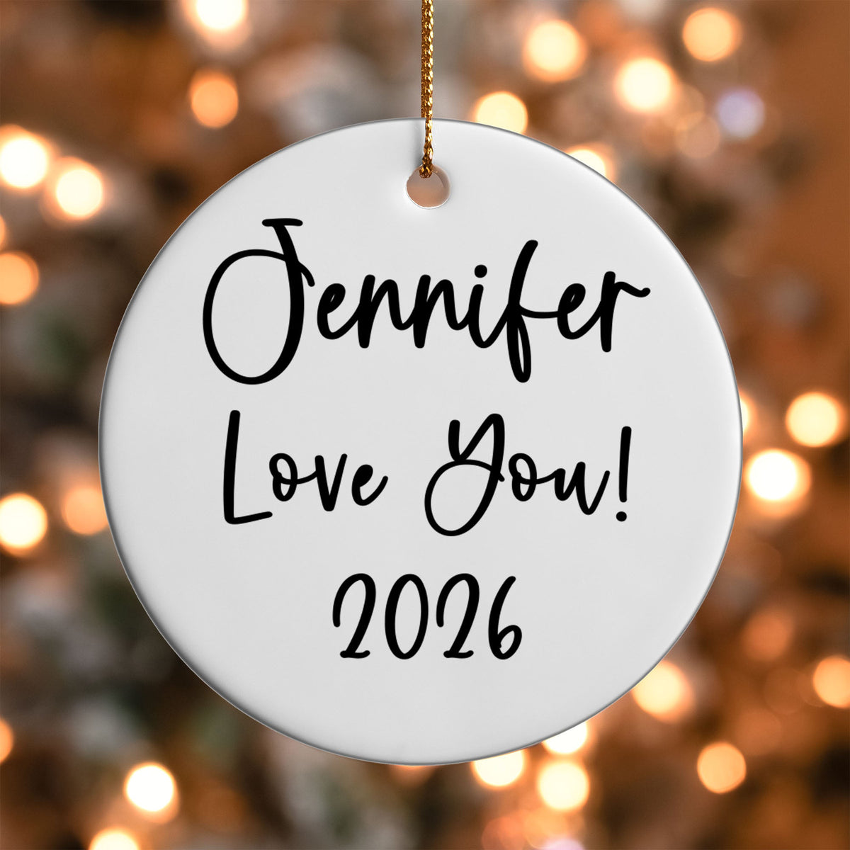 Personalized back sample with a name, short message, and year in script font