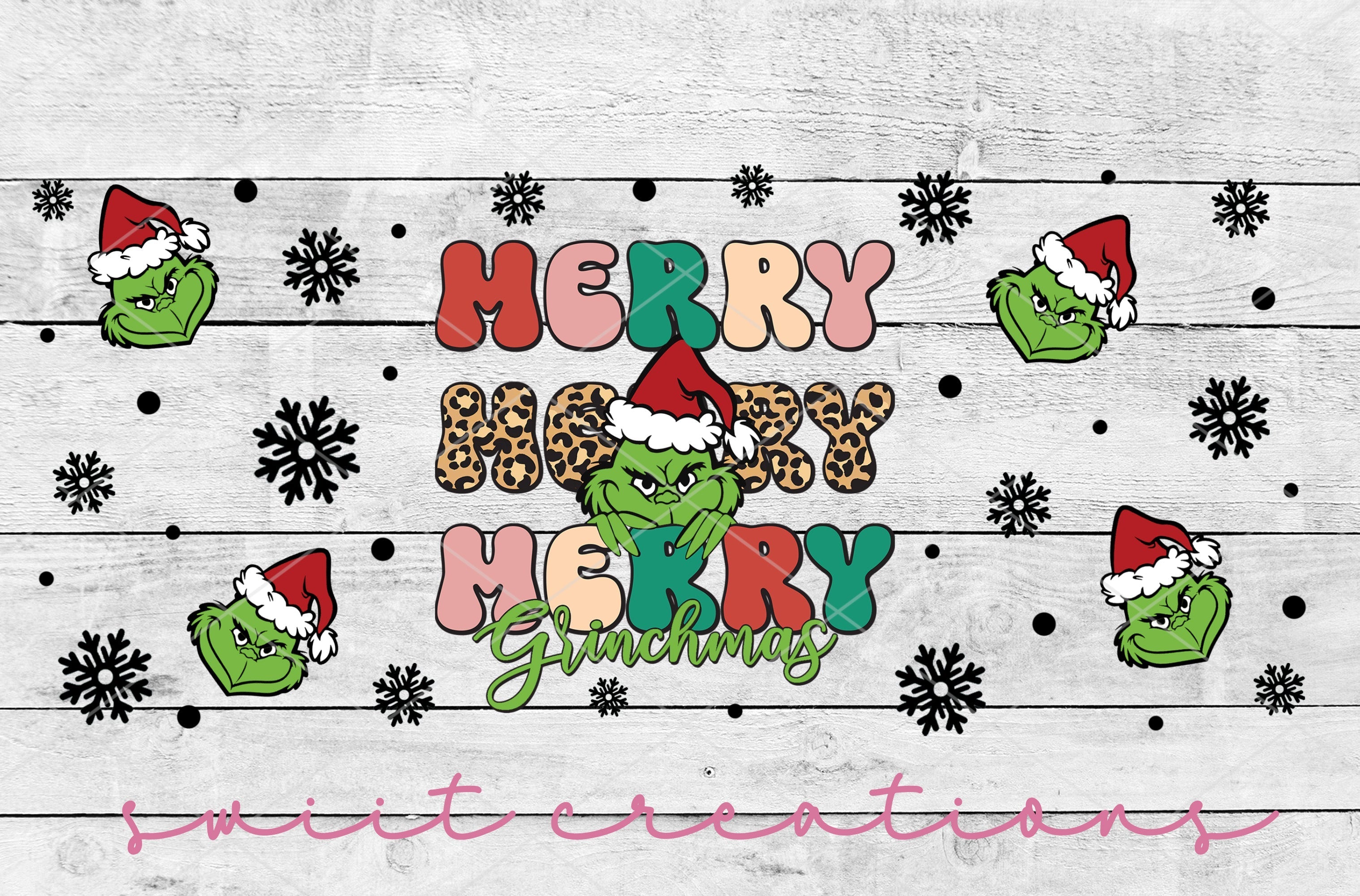 a christmas card with the grin face and the words merry merry