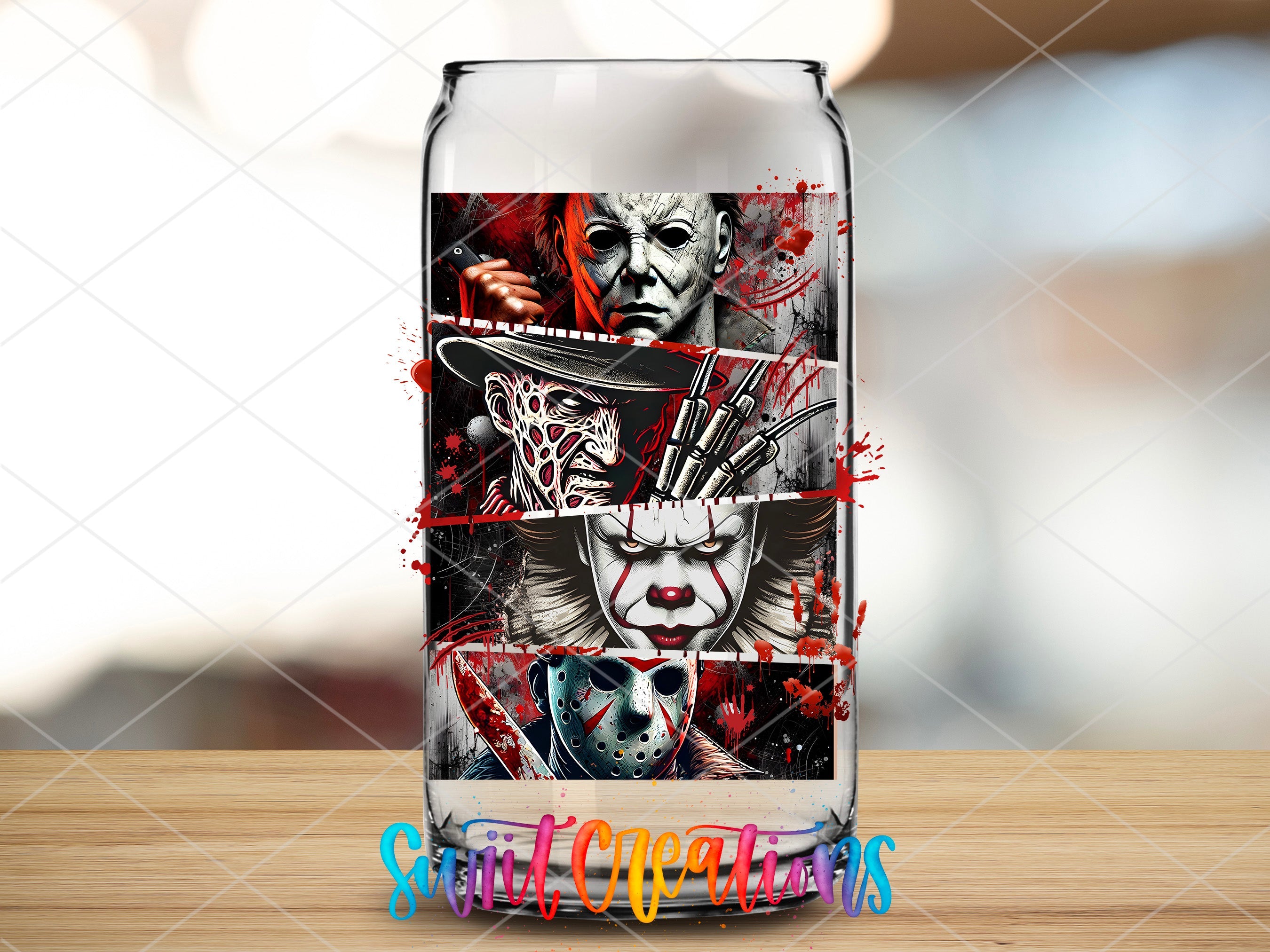 a can with a picture of a clown on it