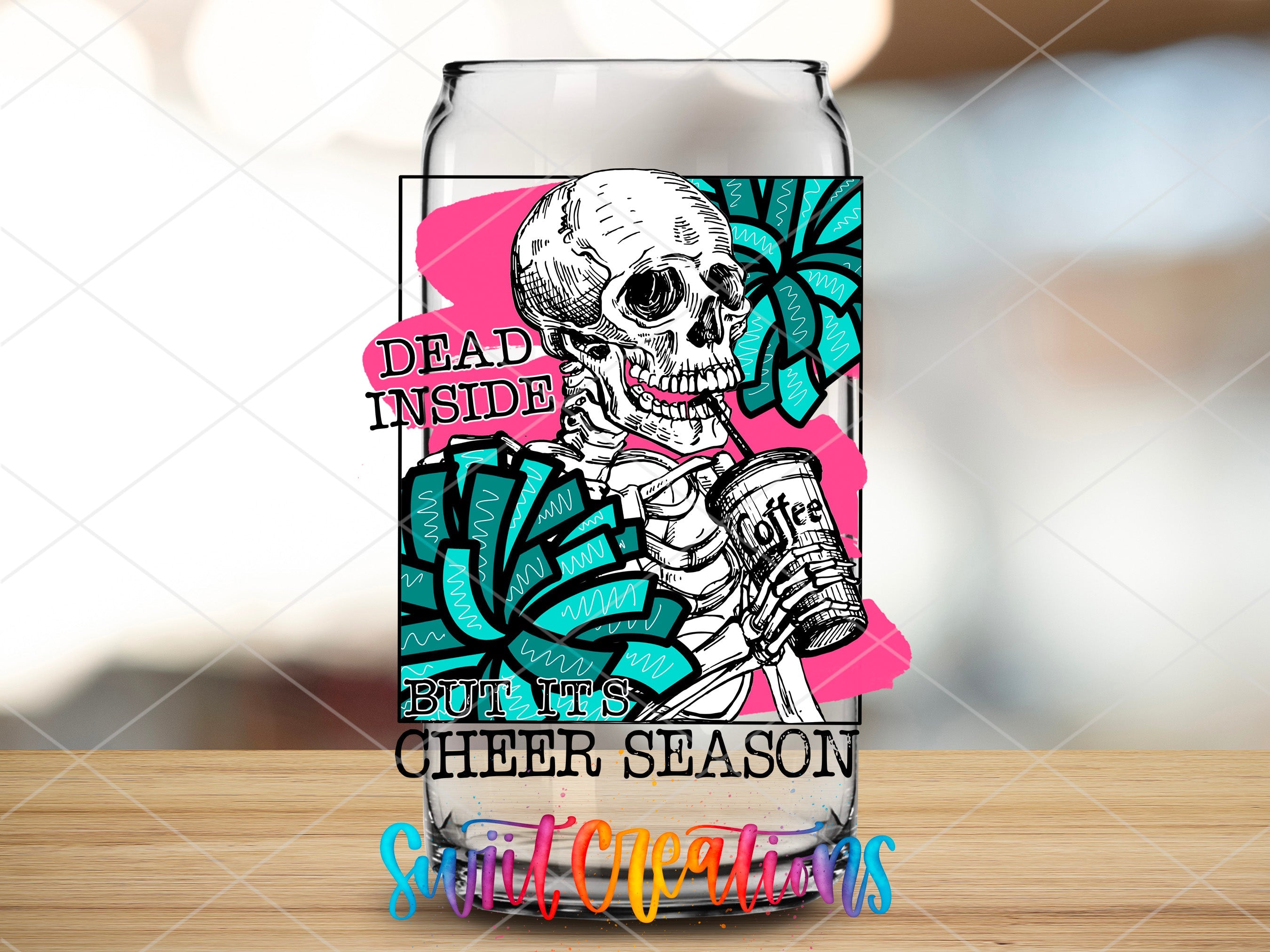 a beer can with a skeleton holding a camera