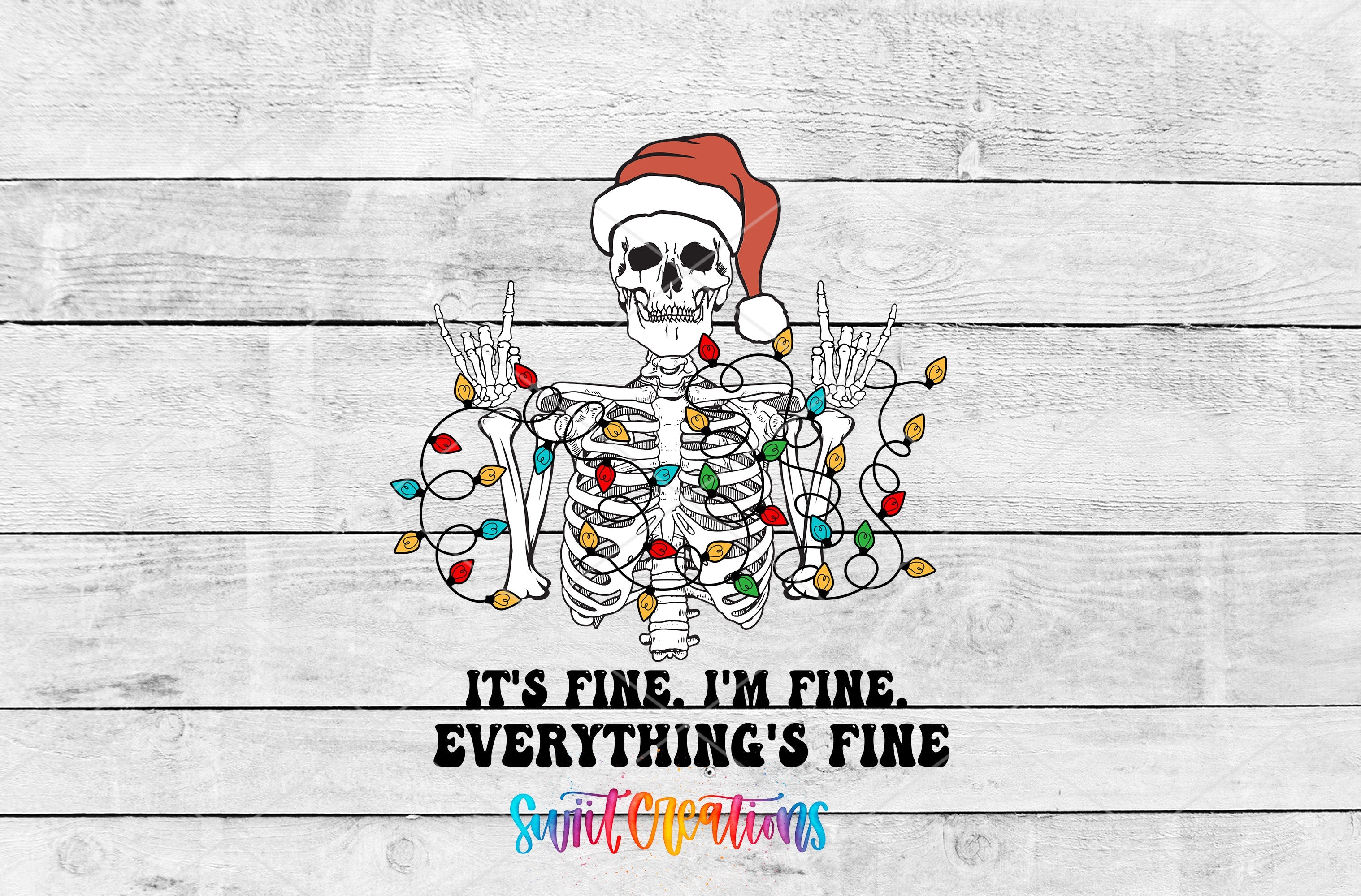 a skeleton wearing a santa hat and holding a candy cane